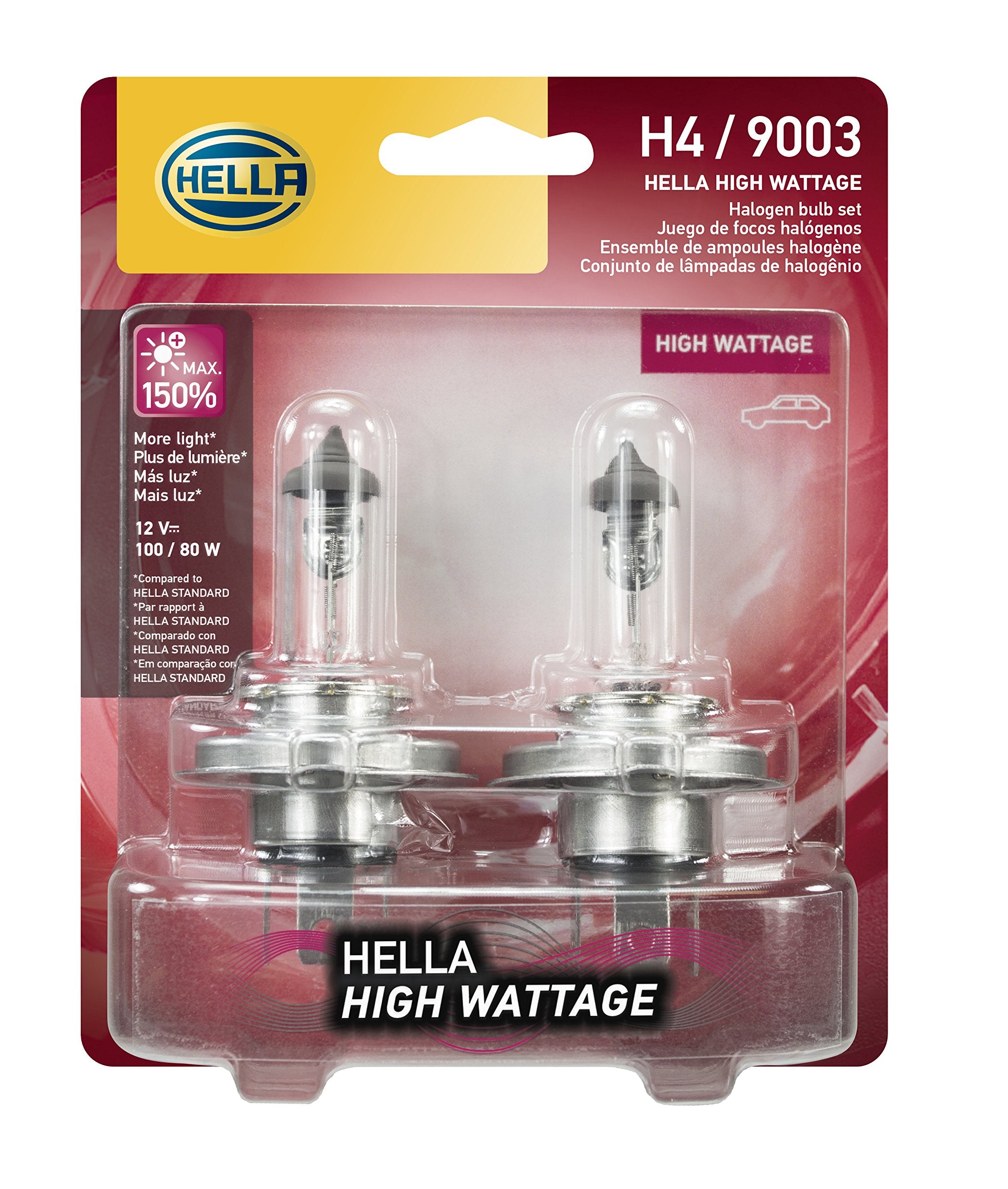 HELLA H4 High Wattage Bulbs 100/80W, 12V - Model 100/80WTB