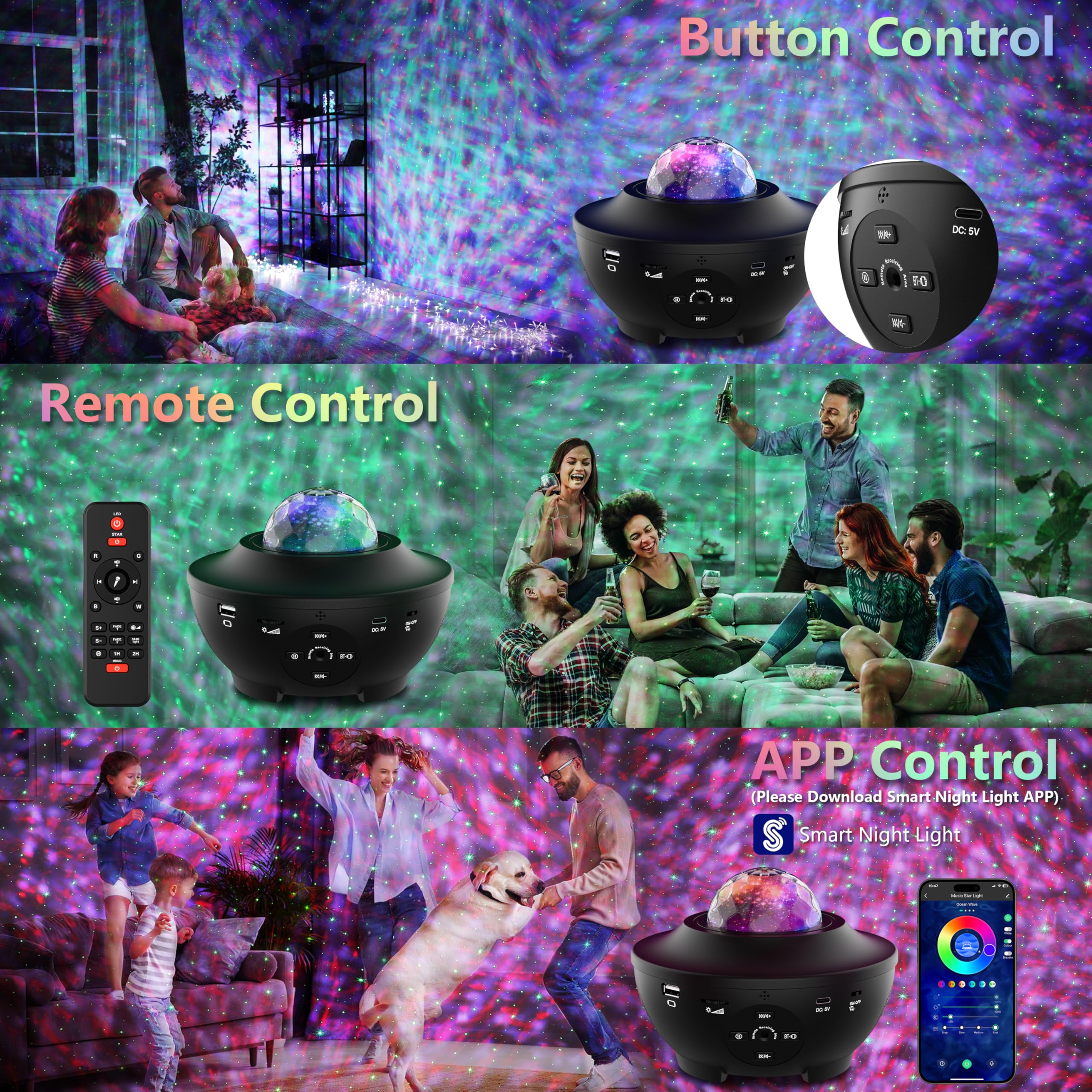 Flyeagle Galaxy Projector For Bedroom, Light Projector Star Projector Galaxy Light With Bluetooth Speaker, Timer, App & Remote Control For Kids