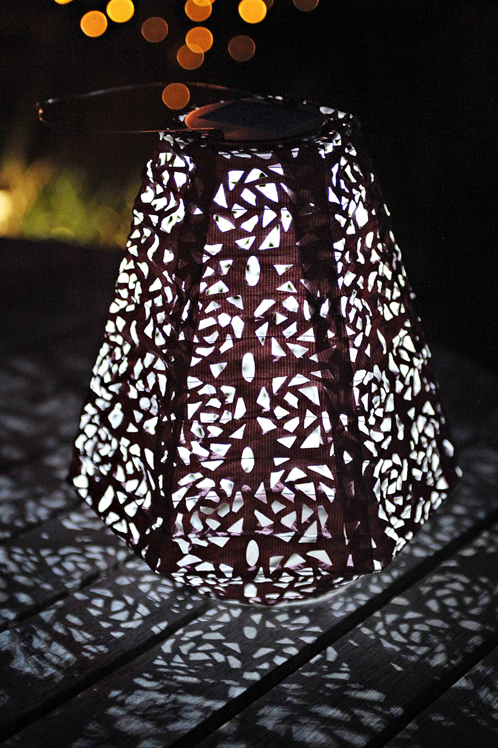 Allsop Outdoor Solar Lantern - 11in Soji Stella Prism - Metallic Orchid - Model 31839 - Stainless Steel