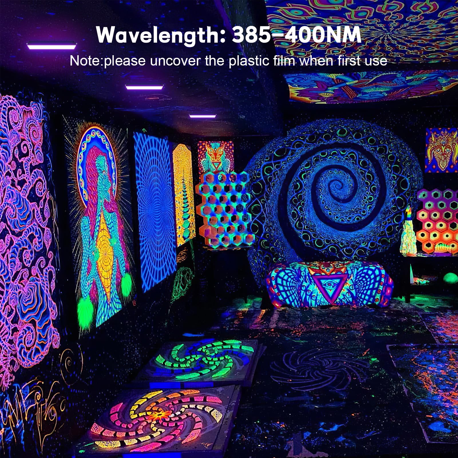 Elwoks 150W Led Black Light, Black Lights For Glow Party, Ultra Thin Black Lights Flood Lights With On/Off Switch, Glow In The Dark, For Party, Halloween, Body Painting