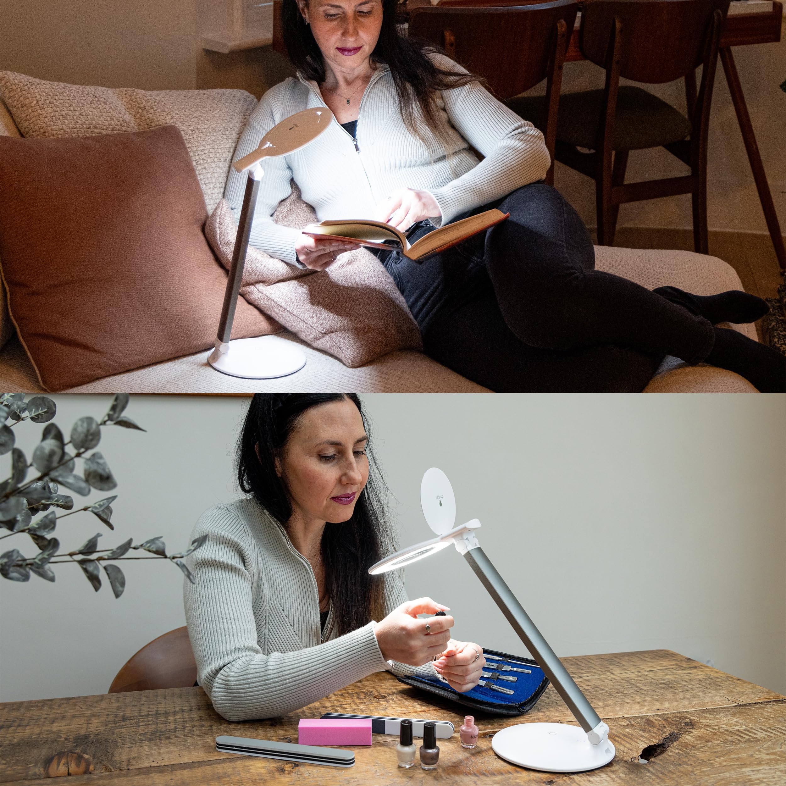 daylight Halo Go 2 Portable Rechargeable Magnifying Lamp, 5 Diopter, 6,000K LED, USB Charging, White, Model U25400
