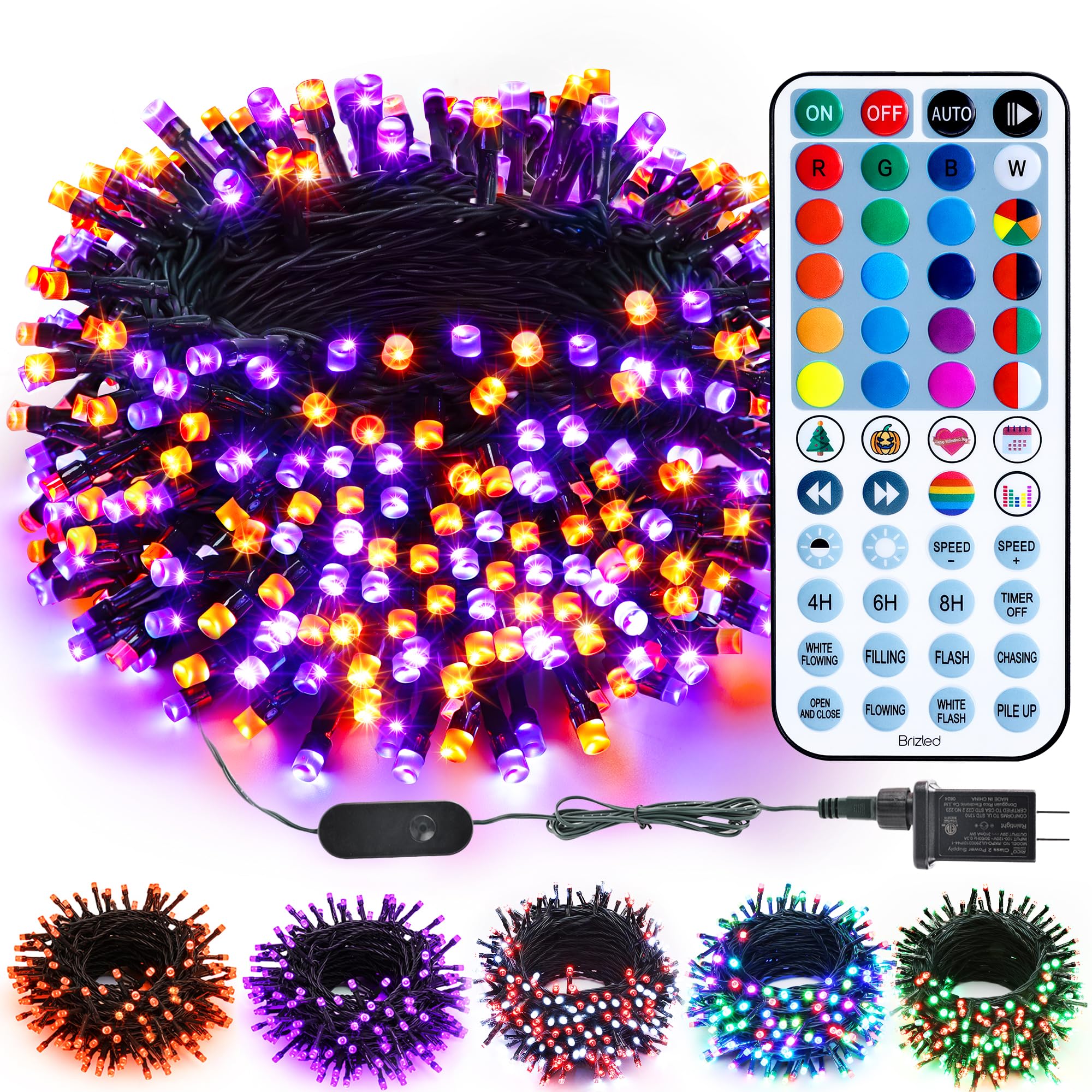Brizled Color Changing Halloween Lights, 66ft 200 LED RGB Christmas Lights Music Sync, 120+ Modes Remote Dimmable Outdoor Christ