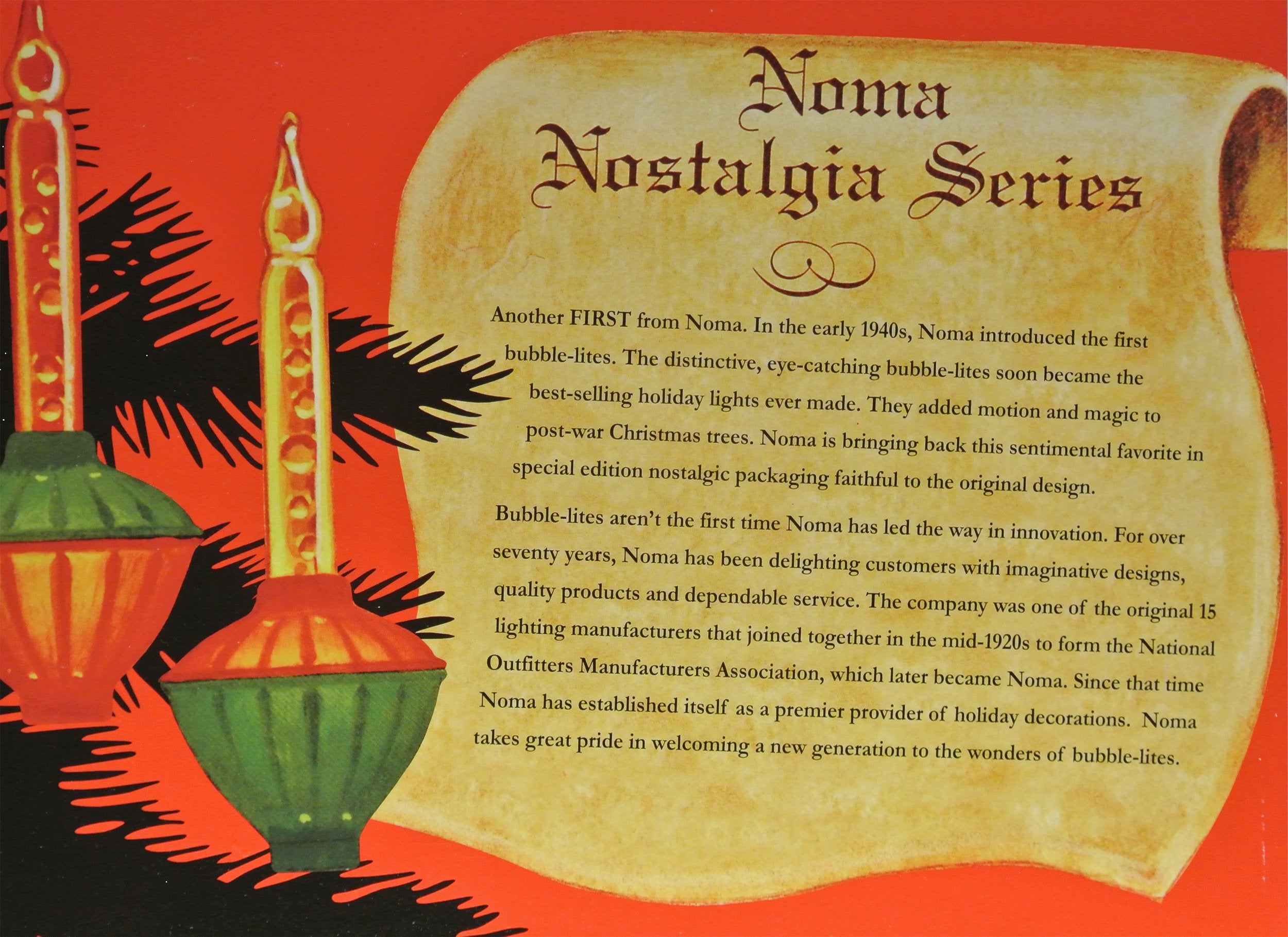 Noma Vintage Bubble Lite Set Of 7 Christmas Lights, Red/Green, Glass, Special Edition