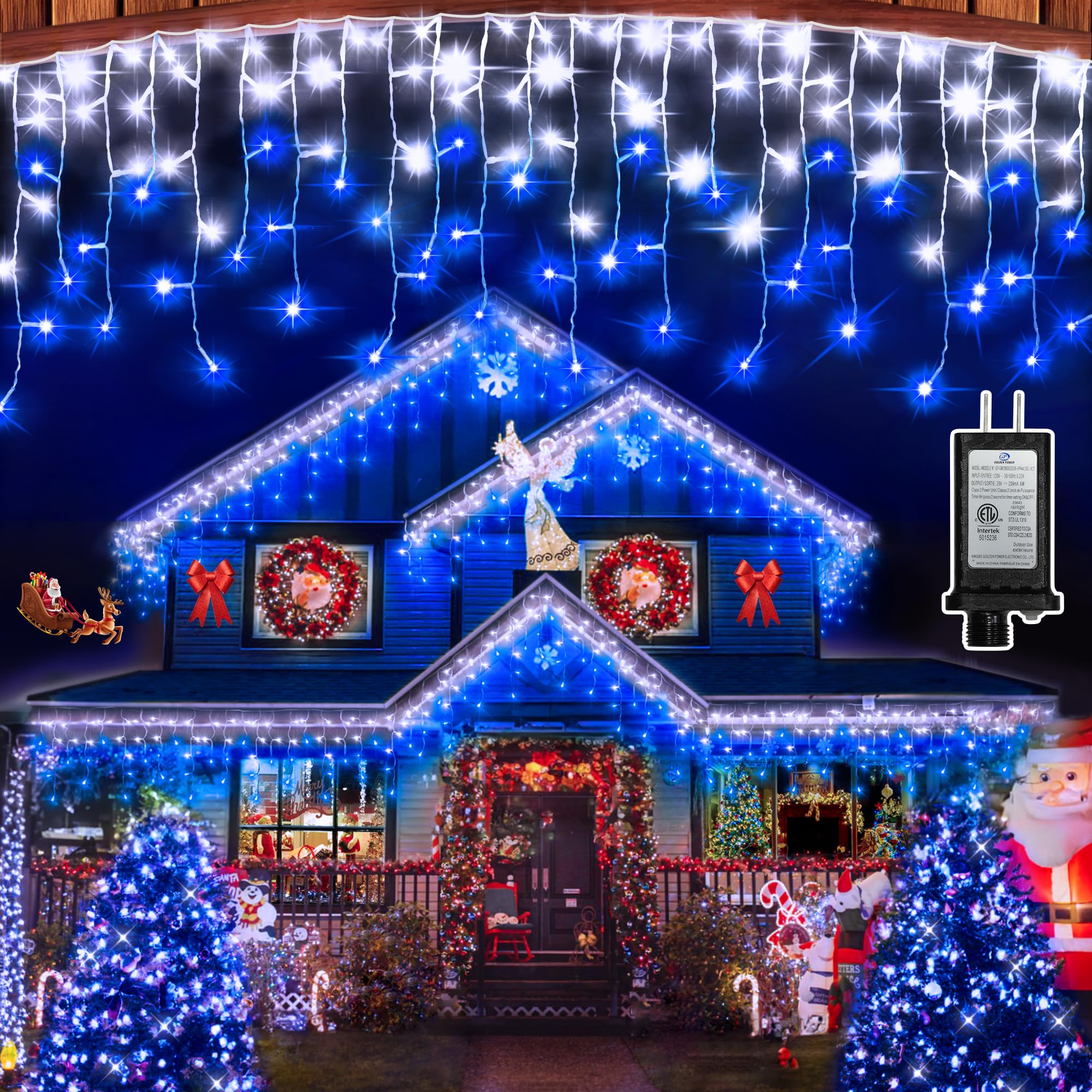 1620 LED Christmas Outdoor Lights with 360 Drops  164ft Hanging Curtain Lights with 8 Modes Timer & Memory  Waterproof Christmas Fairy Lighs for House Holiday Wedding Christma Decor Blue & Cool White