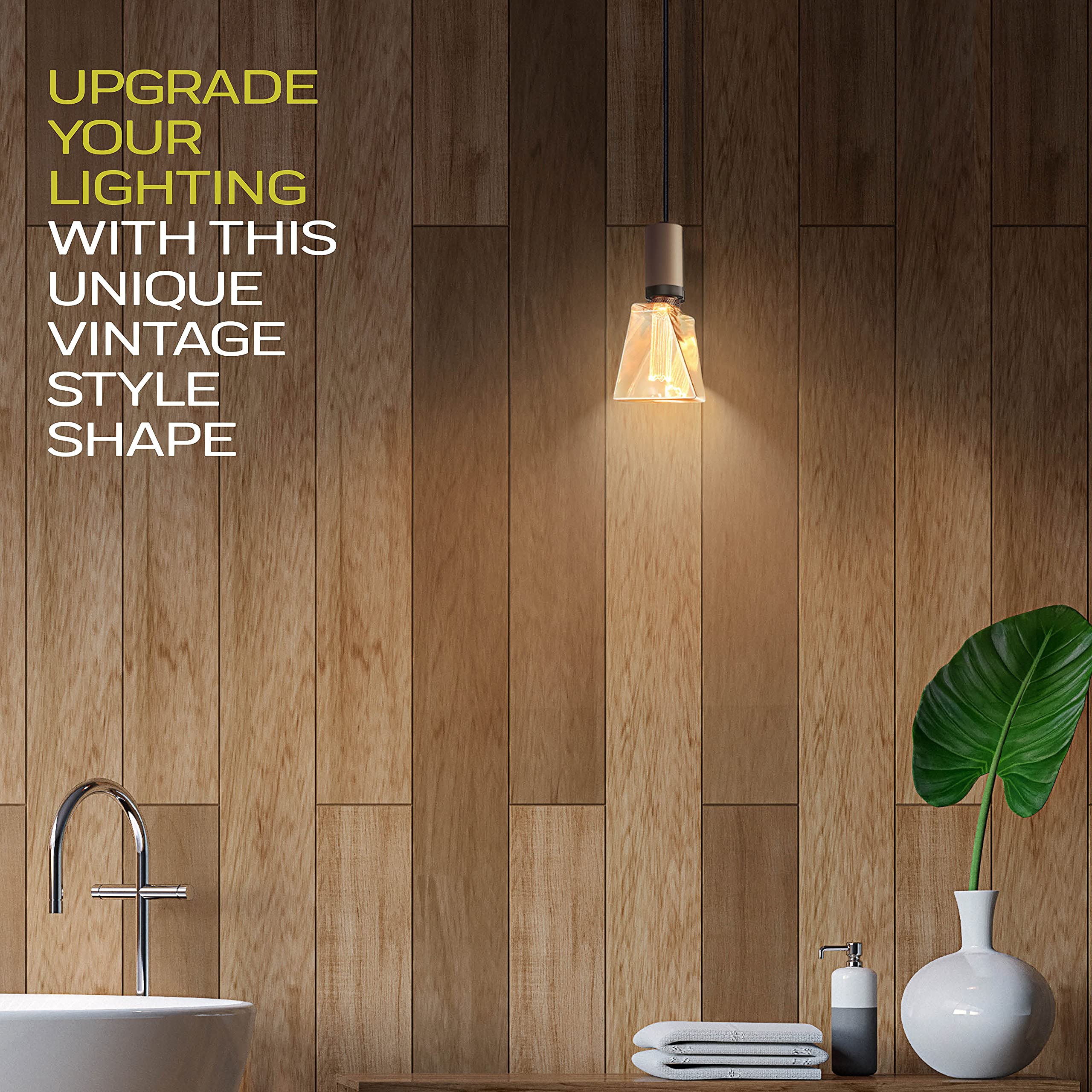 Next Glow LED Decorative Light Bulb, Dimmable E26 Medium Base, Amber Vintage Style, Acrylic, 1 Count, Gold