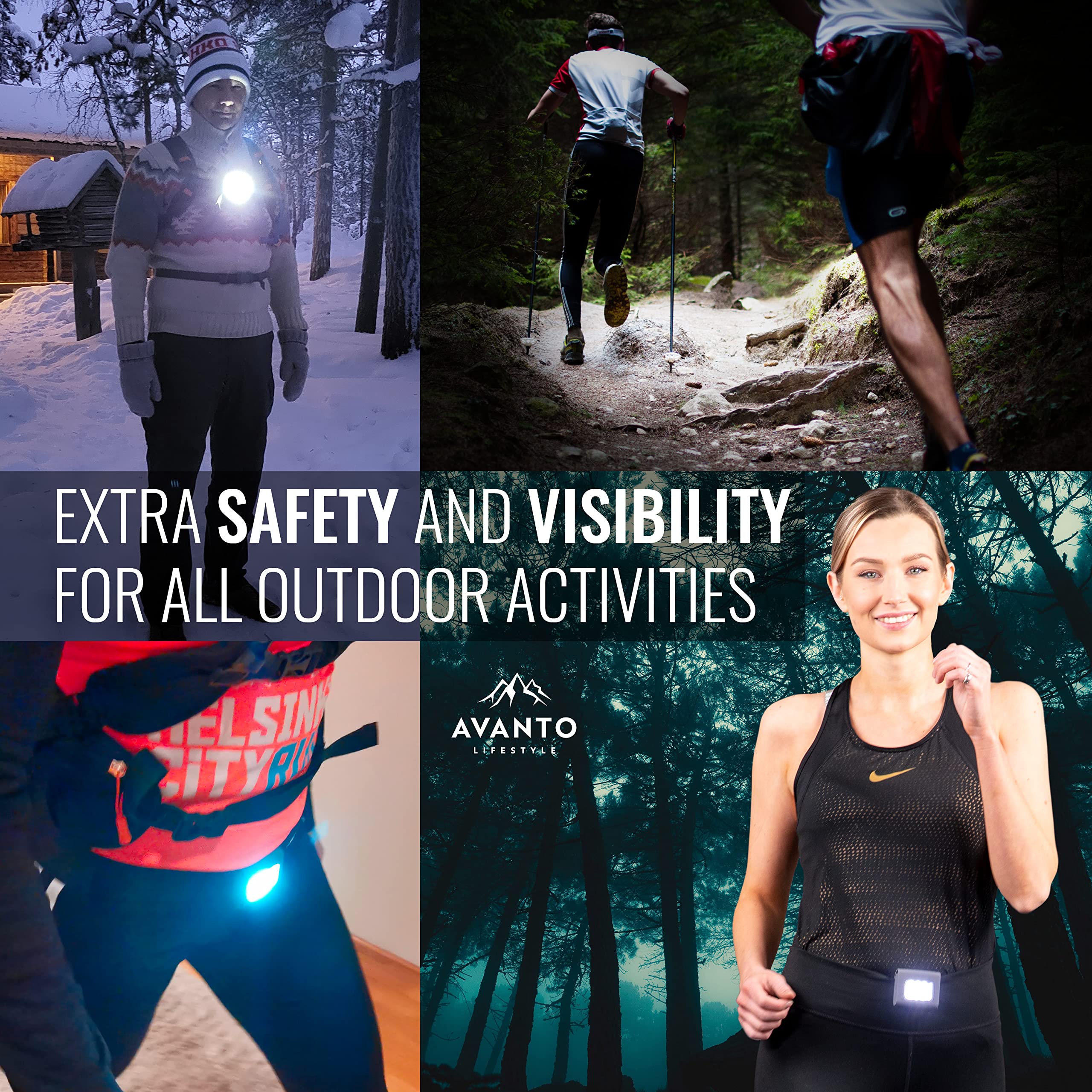 Avanto Clip On Running Light 200 Lumen USB Rechargeable Black 2-pack, Model Dogcollarlight