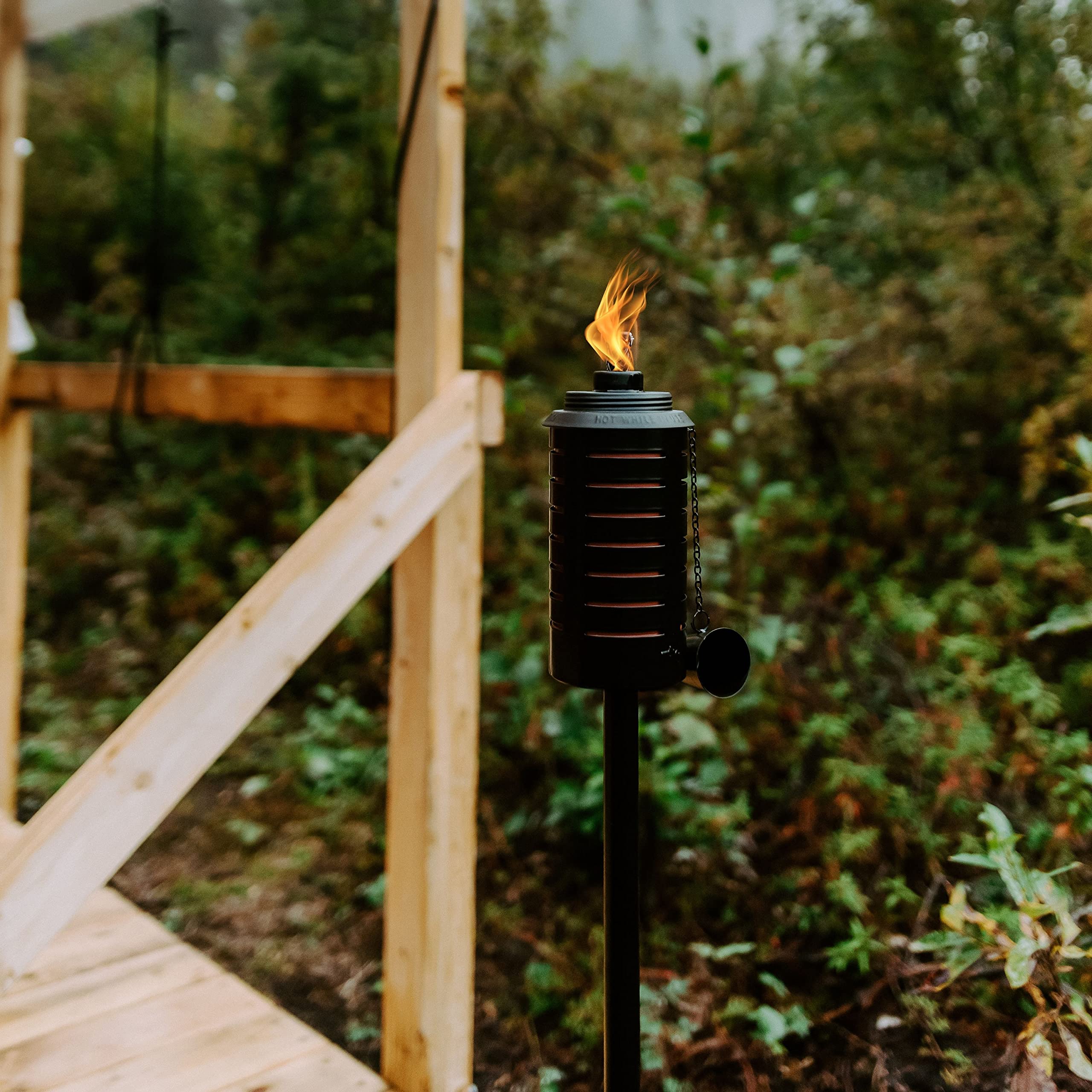 Tiki Metal Black & Orange Easy Install Outdoor Torches, 2-Pack - 65-Inch Decorative Tiki Torches For Patio, Lawn, Backyard & Gar