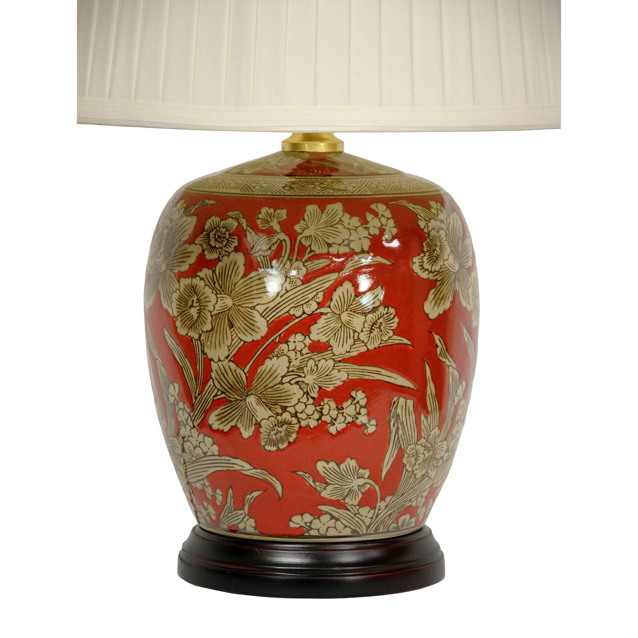 Red Lantern 21" Floral Bouquet Jar Lamp - Porcelain, Floral Design, Model JCO-X8773