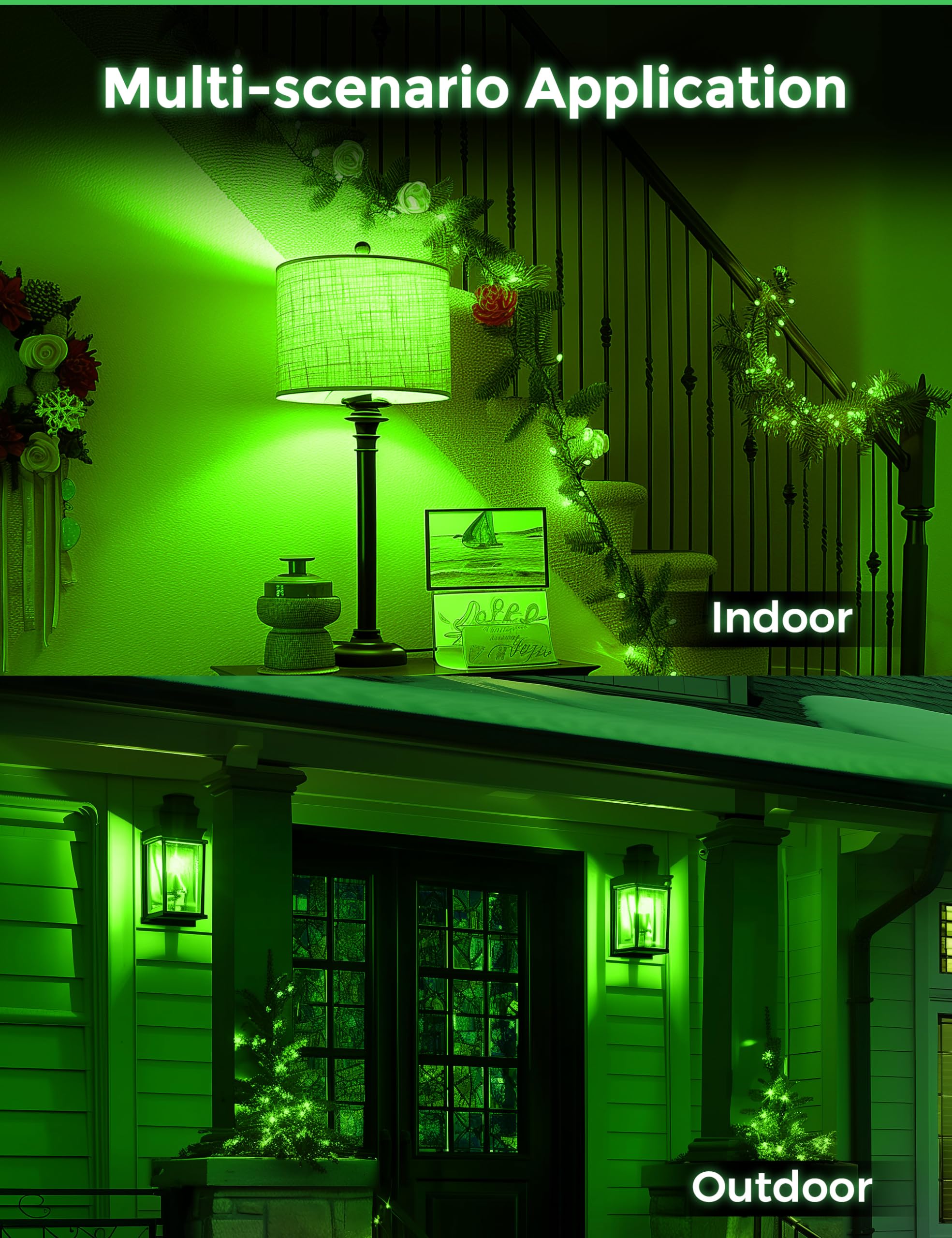 Doresshop Green Light Bulbs  9W (60 Watt Equivalent) - E26 Base Led Bulb  720Lm Green Bulbs Outdoor For Halloween Christmas Party Decoration  Porch  Home  Holiday Lighting  Non-Dimmable  2 Pack