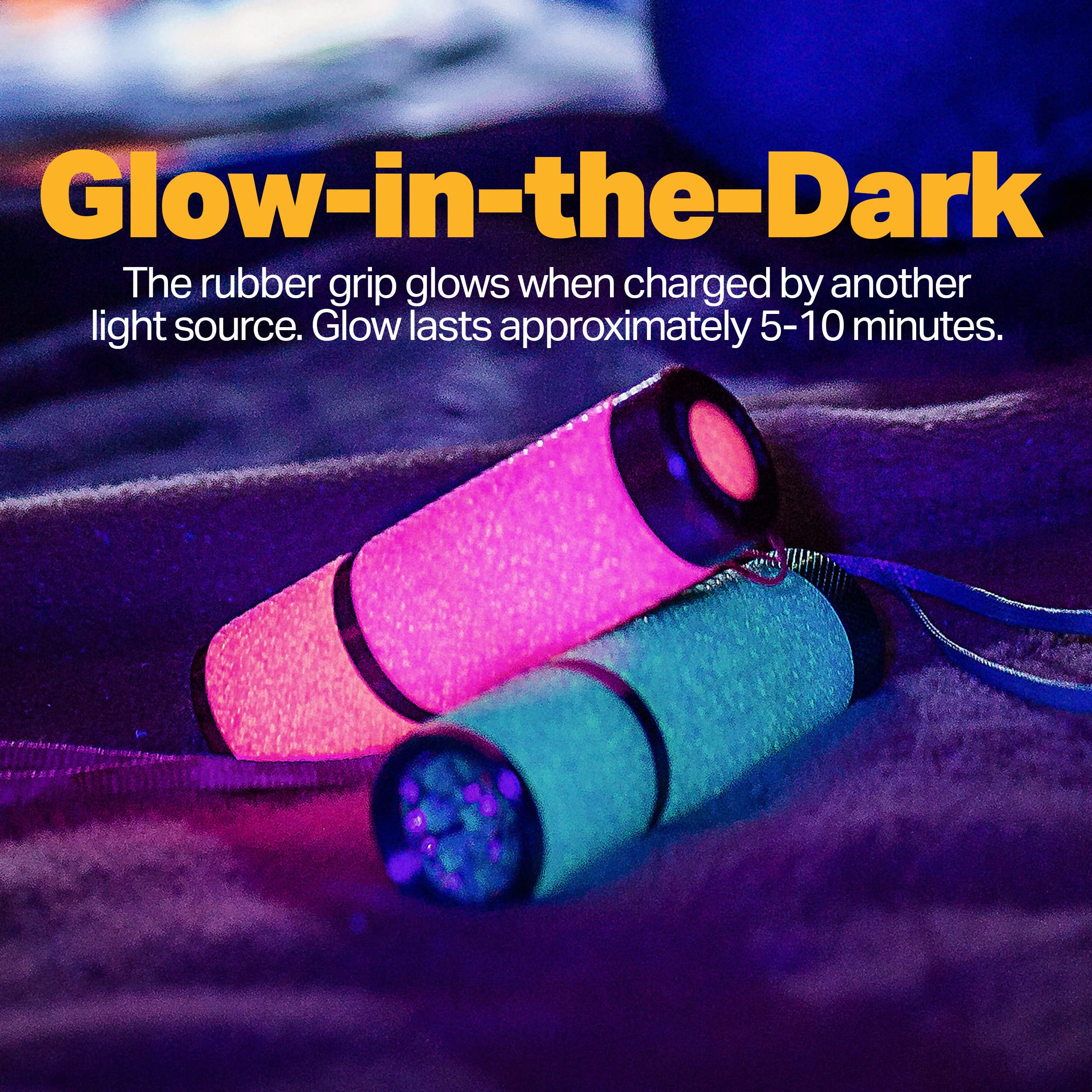 LUXPRO LED Flashlight, Glow in the Dark, Aluminum, 9 Lights, Pink, Purple, Teal