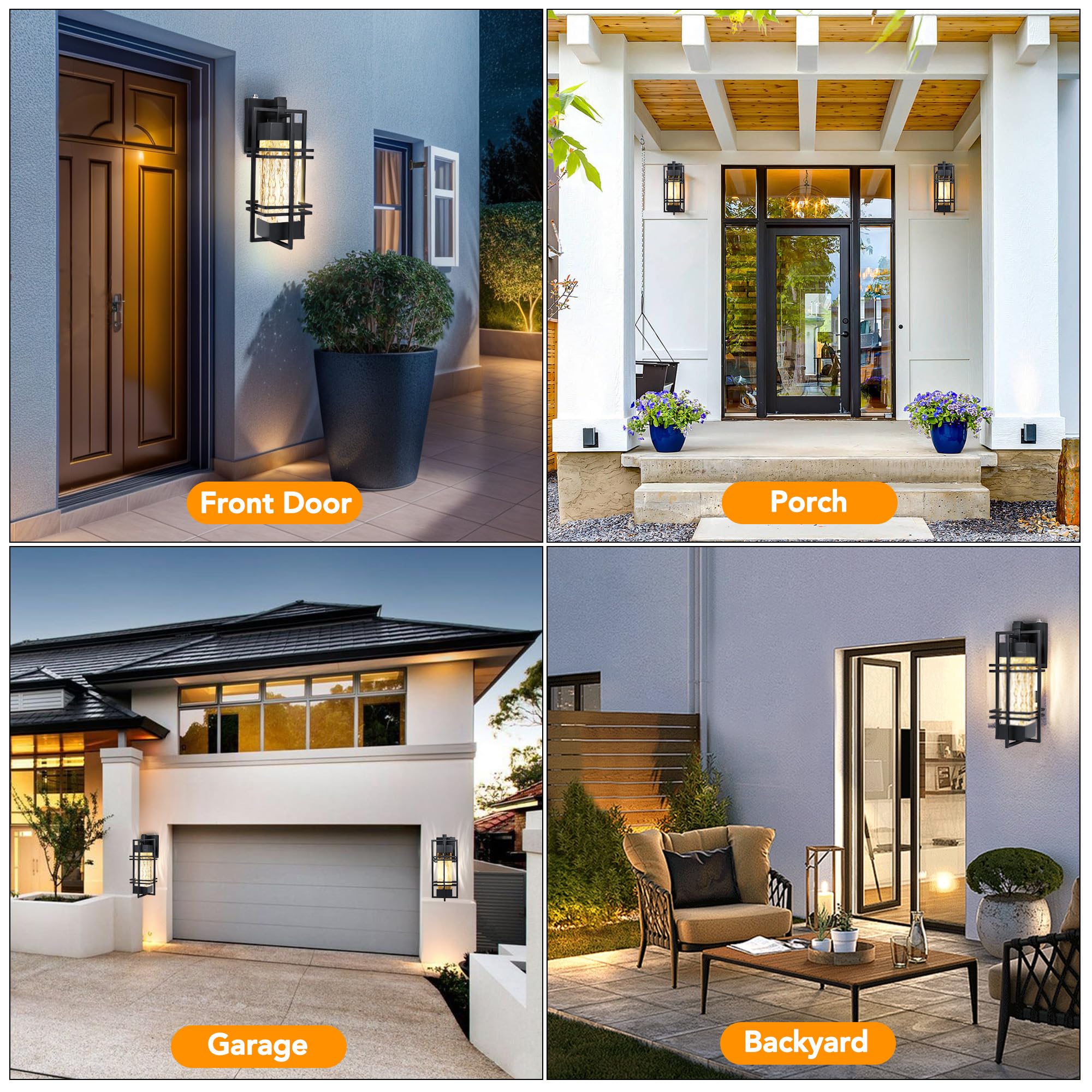 Wihtu Dusk To Dawn Outdoor Front Porch Light Fixtures Wall Mount  Waterproof Wall Sconce Lights(1 Pack)  Sensor Exterior Lighting Fixtures For House  Outside Lantern Lamp For Garage  Doorway