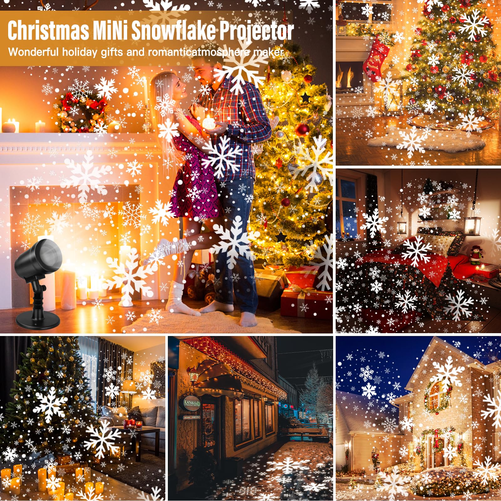 Christmas Projector Lights Outdoor, Outdoor Christmas Decorations, Snow Holiday Projector Lights, Waterproof Led Snowflake Lights, Xmas Decoration For House, Yard, Wall, Outdoors And Indoors