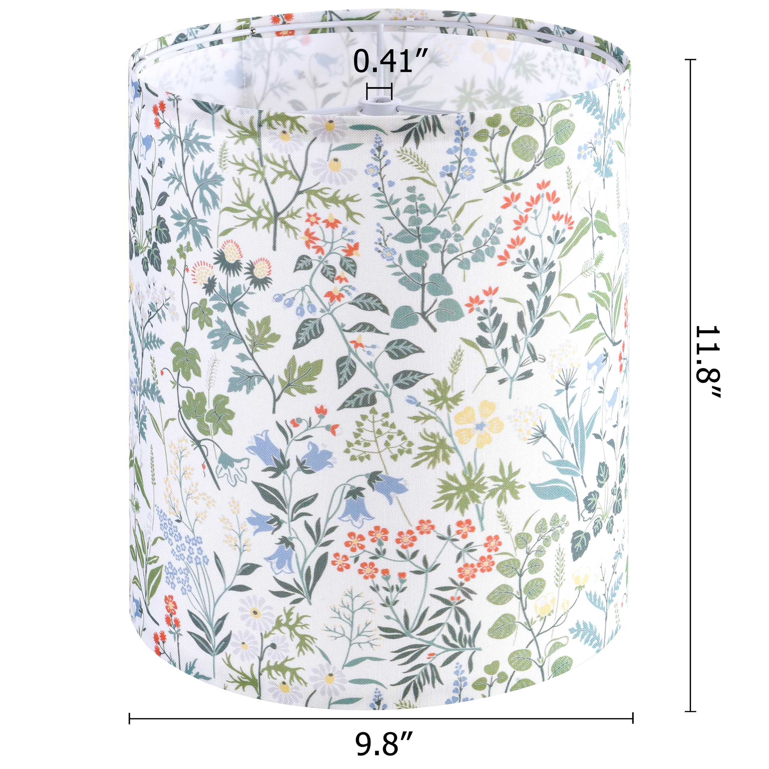 Goso Set Of 2 Tall Lampshade 9.8 ''Top X 9.8'' Bottom X 11.8 ''High, Polyester Fiber Printing Flowers Drum Lamp Shade, Lampshade