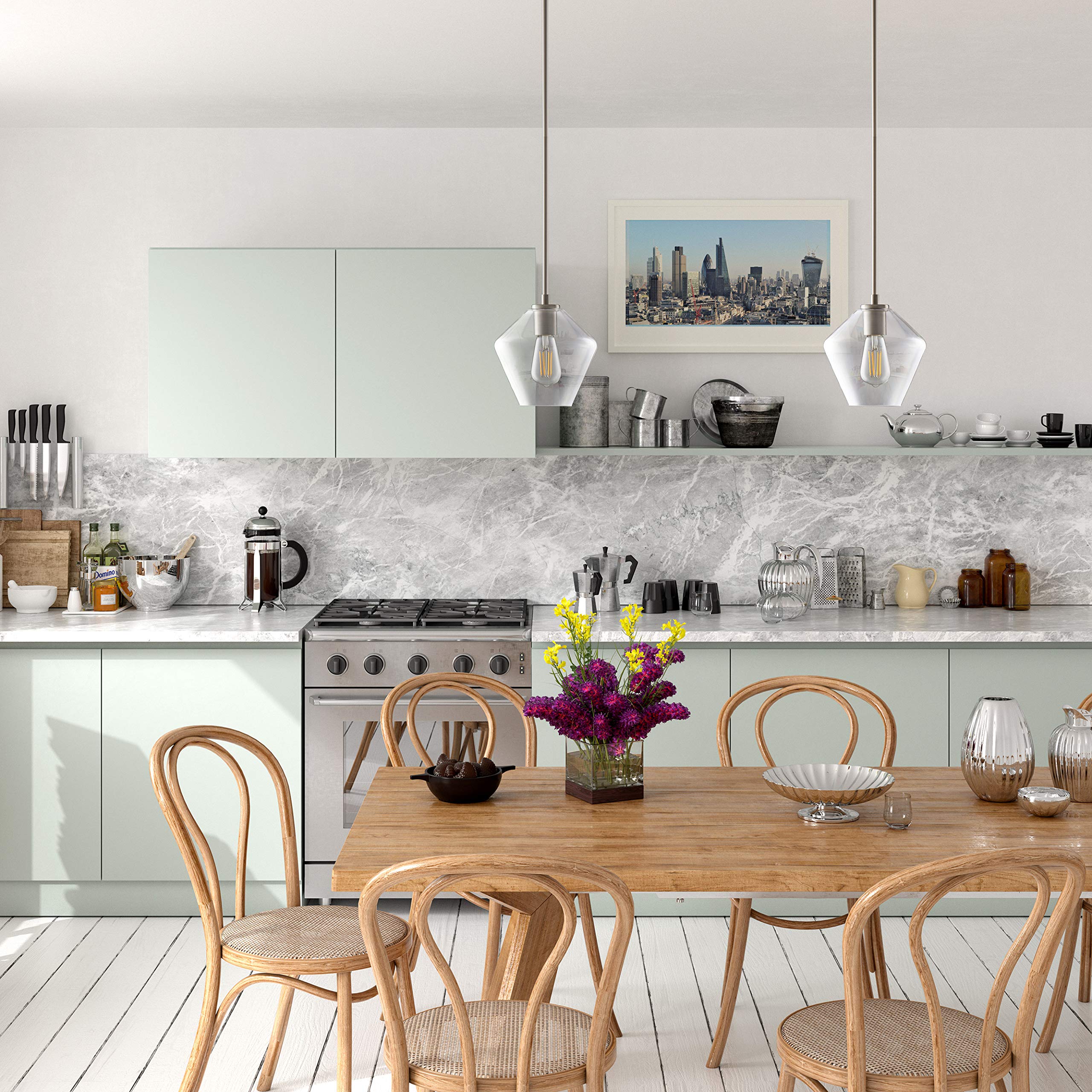 Linea Di Liara Macaria Modern Glass Farmhouse Pendant Lighting For Kitchen Island And Over Sink Lighting Fixtures Brushed Nickel