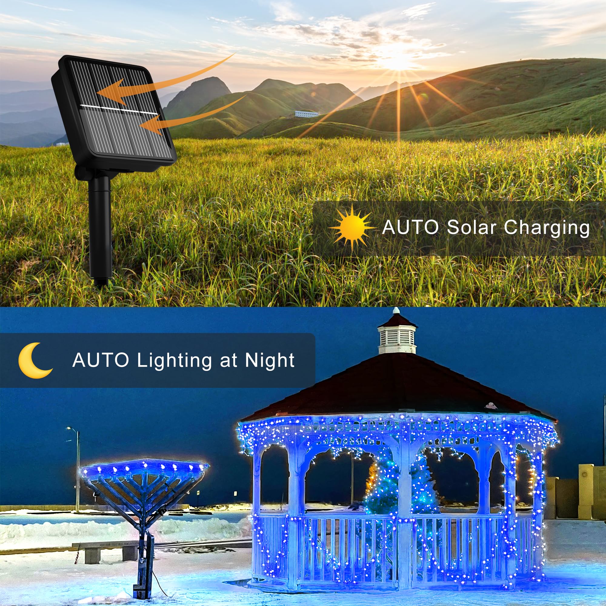 Solar String Lights For Outside, 39Ft 100 Led Solar String Lights Outdoor With 8 Modes,Solar Lights For Outside Waterproof For Y
