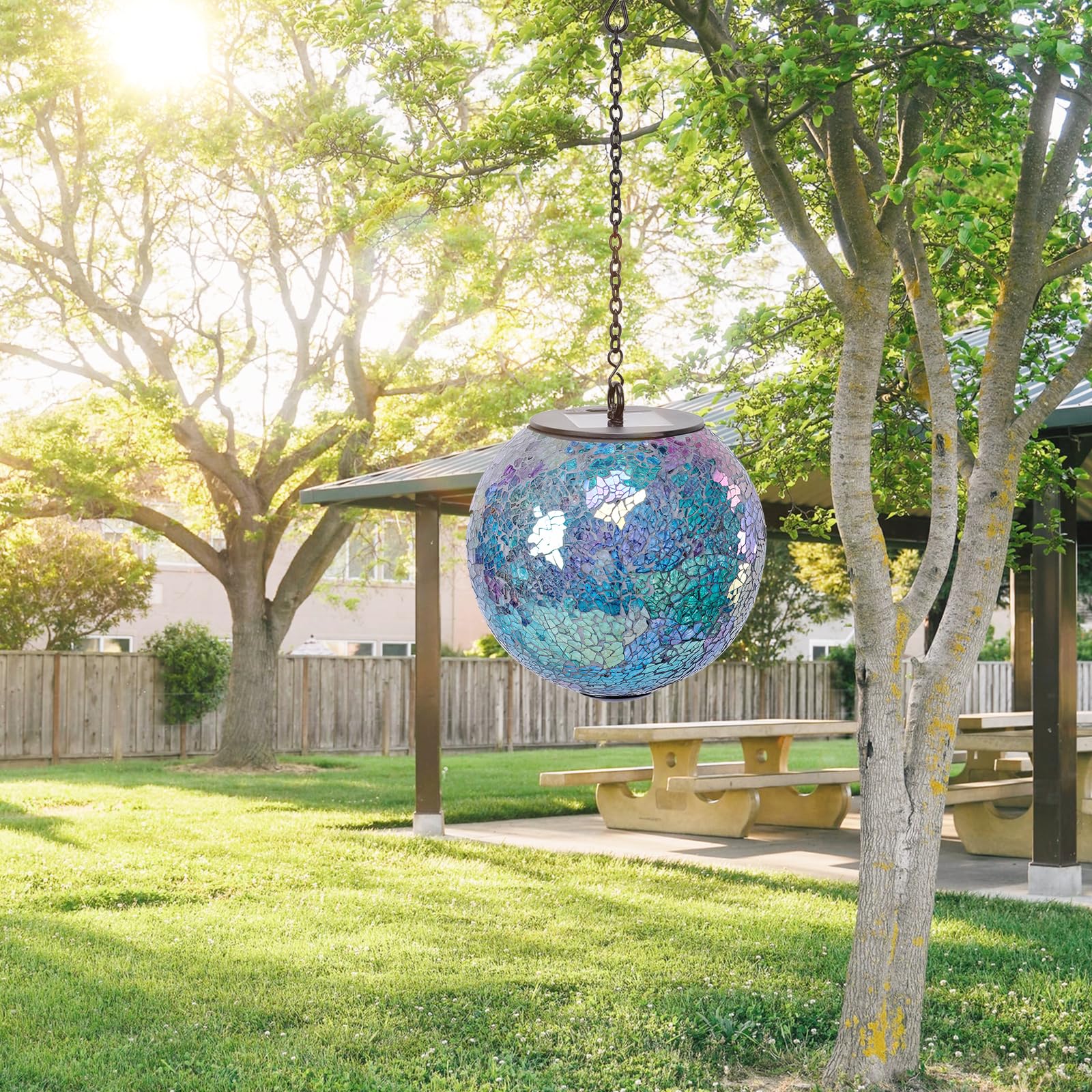 Wonder Solar Purple Solar Hanging Lantern - Waterproof Mosaic Gazing Ball For Garden & Patio Décor