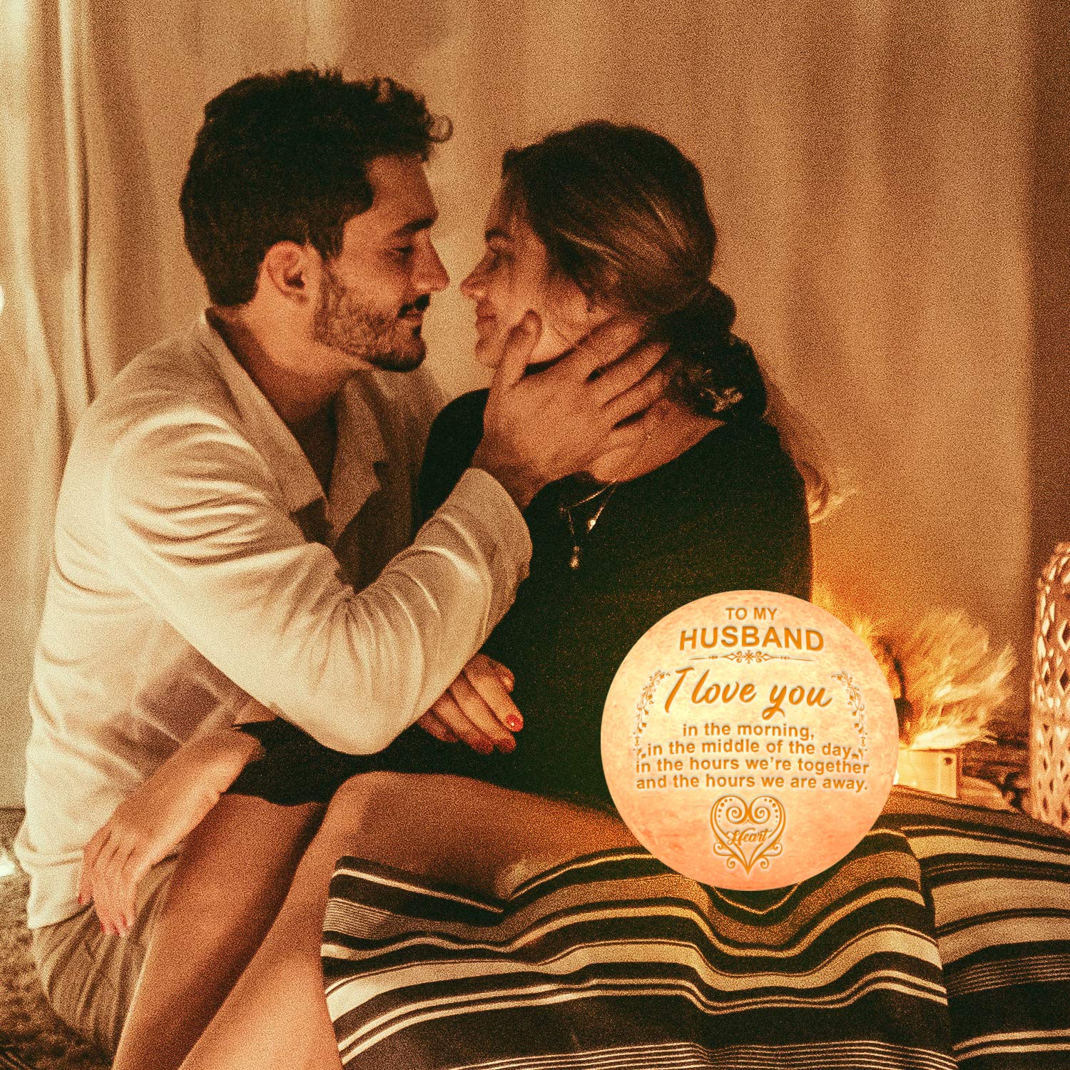 K Kenon Engraved 3D Moon Lamp Gifts Anniversary Valentine'S Day Gift For Husband From Wife, Personalized 5.9 Inch 3D Printing Moon Light Gift For Wife Valentine'S Christmas Gift