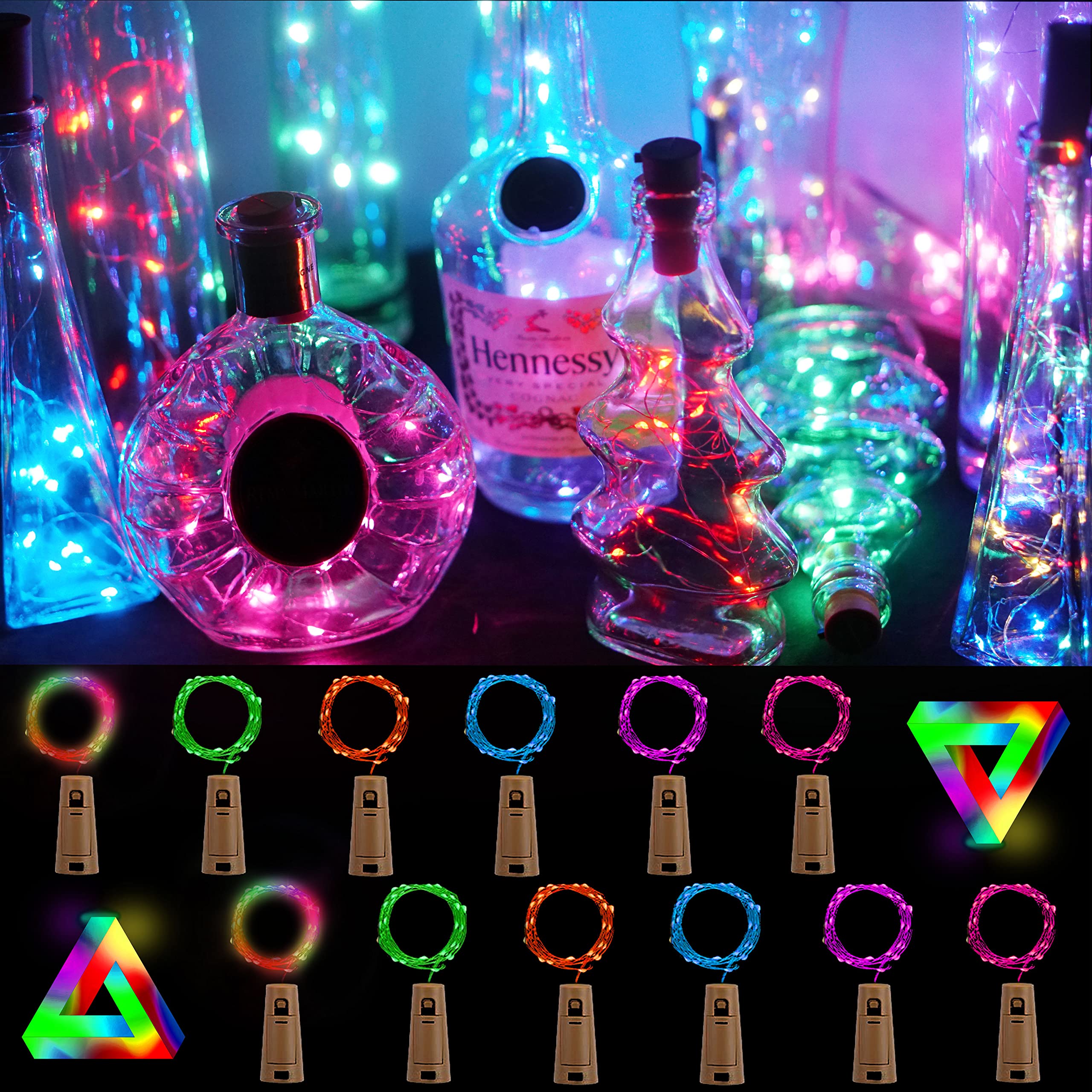 Bottle Lights 12 Pack 20 Leds Cork Lights For Wine Bottles Battery (Included) Powered Fairy Mini String Lights For Diy Jar Lighting Indoor Bedroom Party Wedding Christmas Halloween Decor (6 Colors)