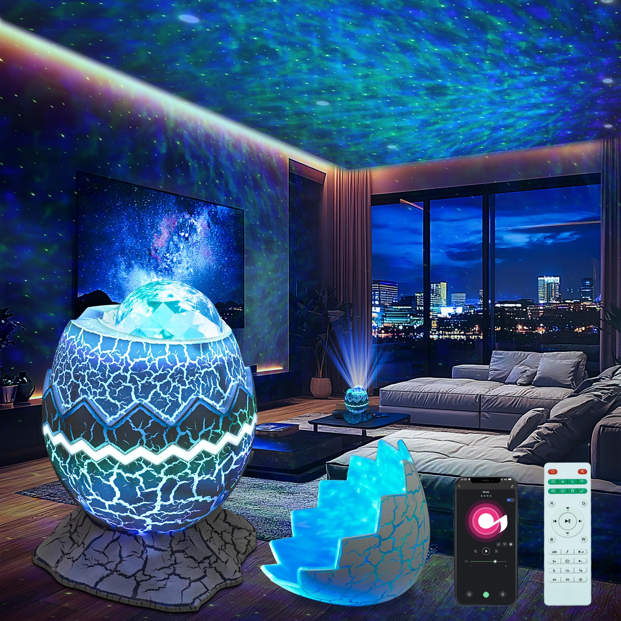 Star Projector Night Light, Galaxy Projector for Bedroom, 15 Color Mode Built-in 8 White Noise, and Bluetooth 5.1 Speaker, Remot