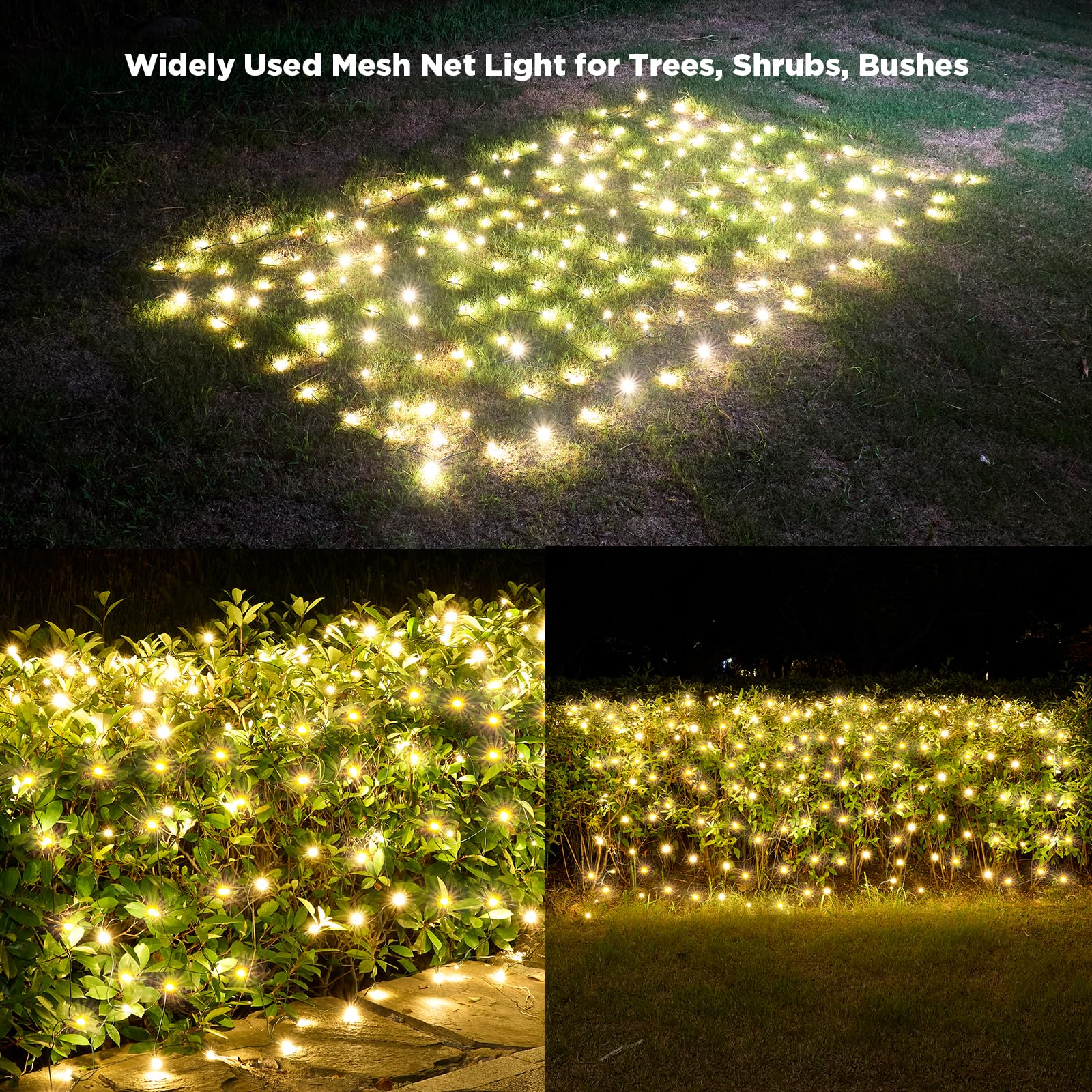 Led Net Lights Christmas Lights Outdoor 200Leds 9Ftx6Ft Upgraded Warmw ...