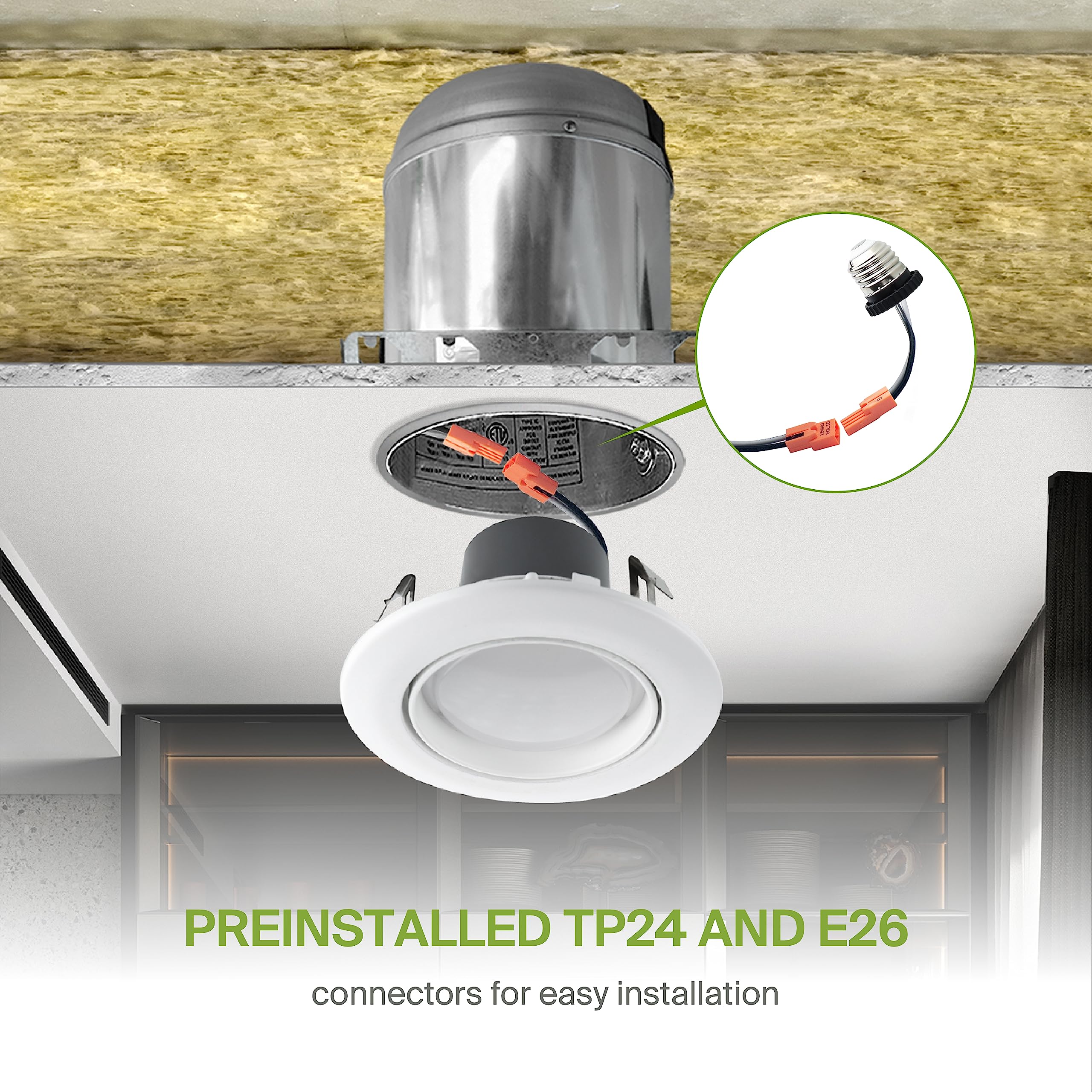 ASD LED Recessed Light 4 Inch 10W 860LM Dimmable White Trim, Adjustable Swivel, Aluminum, Model A-LRKGBR-4D10ACW,