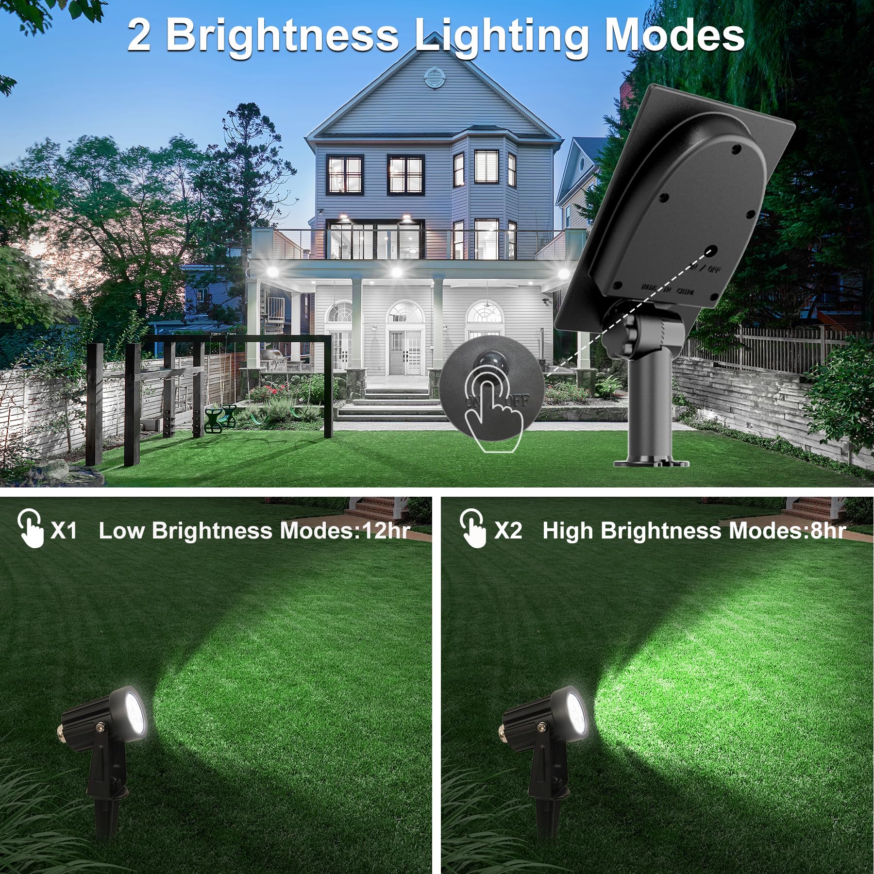 Crepow Solar Spot Lights Outdoor, Solar Landscape Spotlights Ip65 Waterproof 9.8Ft Cable, Auto On/Off Outdoor Wall Lights For Ga
