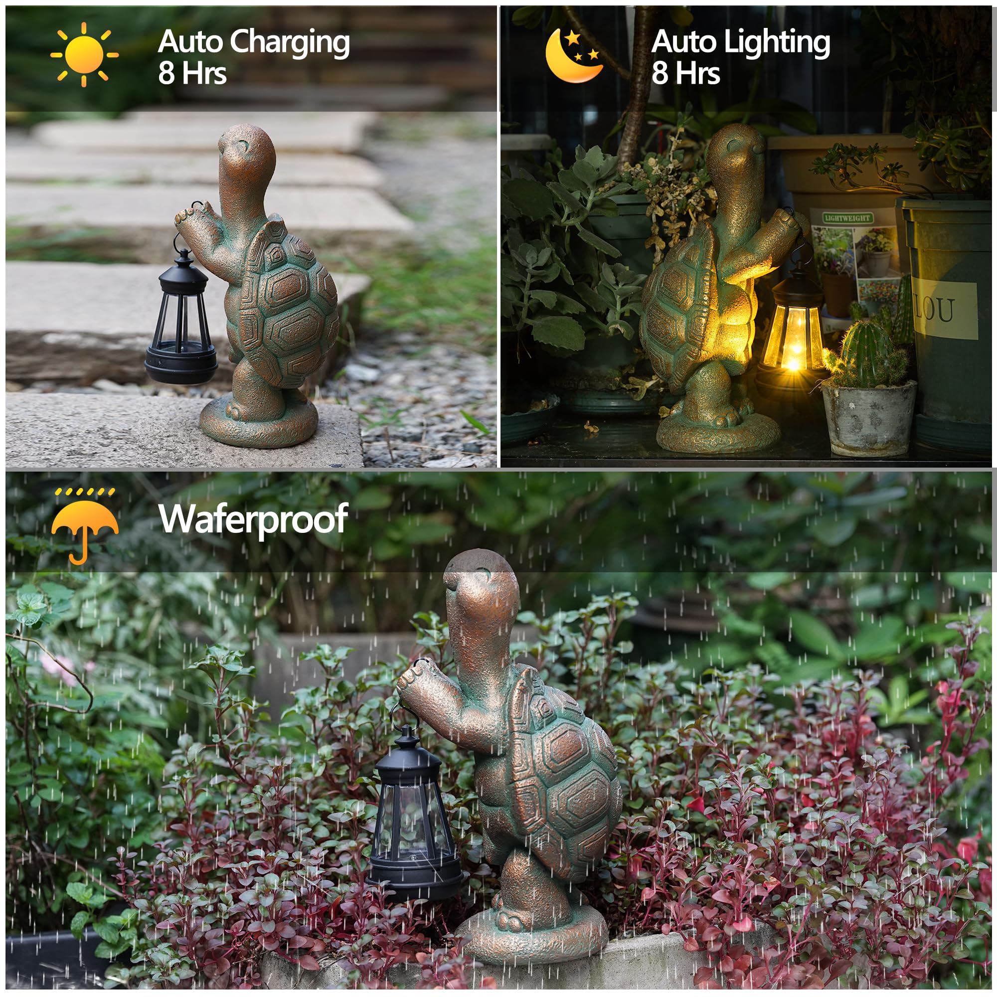 Turtle Solar Powered Outdoor Garden Statue  Resin Statue With Solar Light Lantern  Decorative Lawn  Yard Outdoor Turtle Decoration. Unique Home Decoration  Gifts For Women