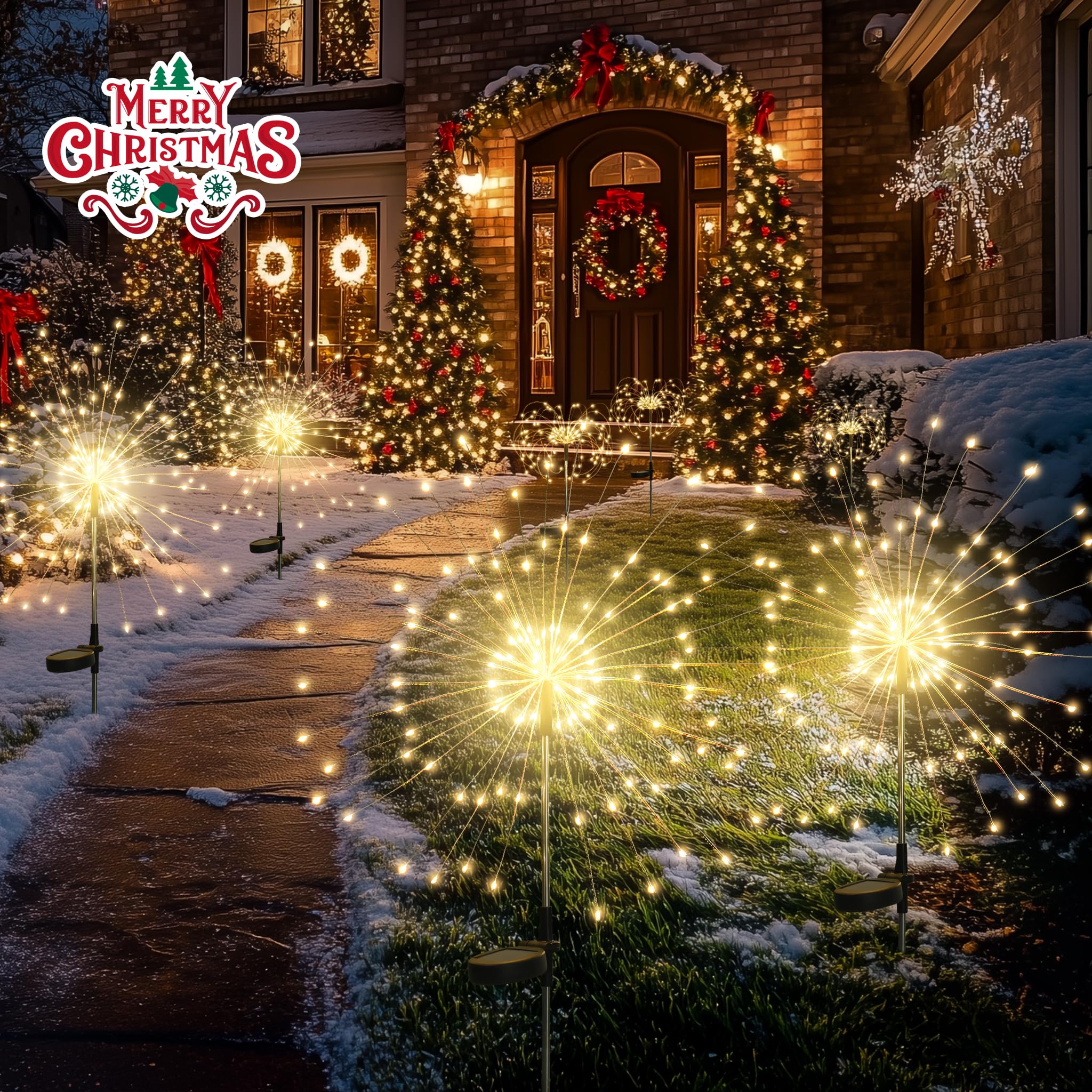 Gigalumi Solar Garden Lights 120 Led Warm White 8 Pack Outdoor Decorative Lighting For Yard Patio Flowerbed Model 9190