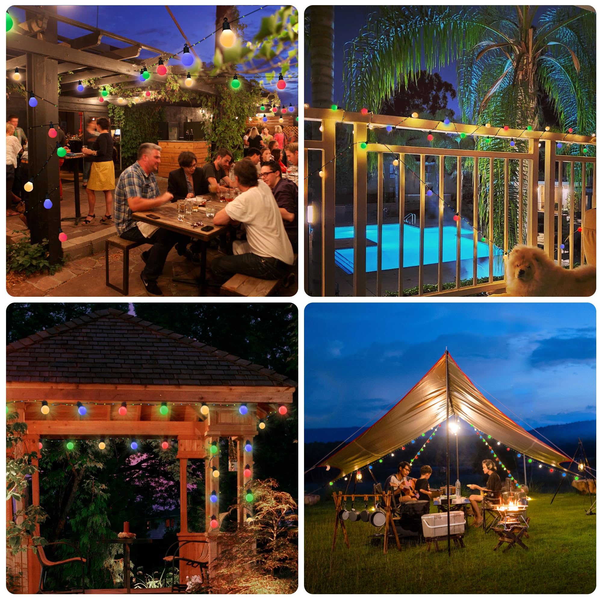 Solar Christmas Lights Outdoor With 20 G40 Bulbs Waterproof 33 Feet 100 Led Solar String Lights For Christmas Decorations Usb Port Solar Powered Lights For Outside Garden Backyard Party Decor