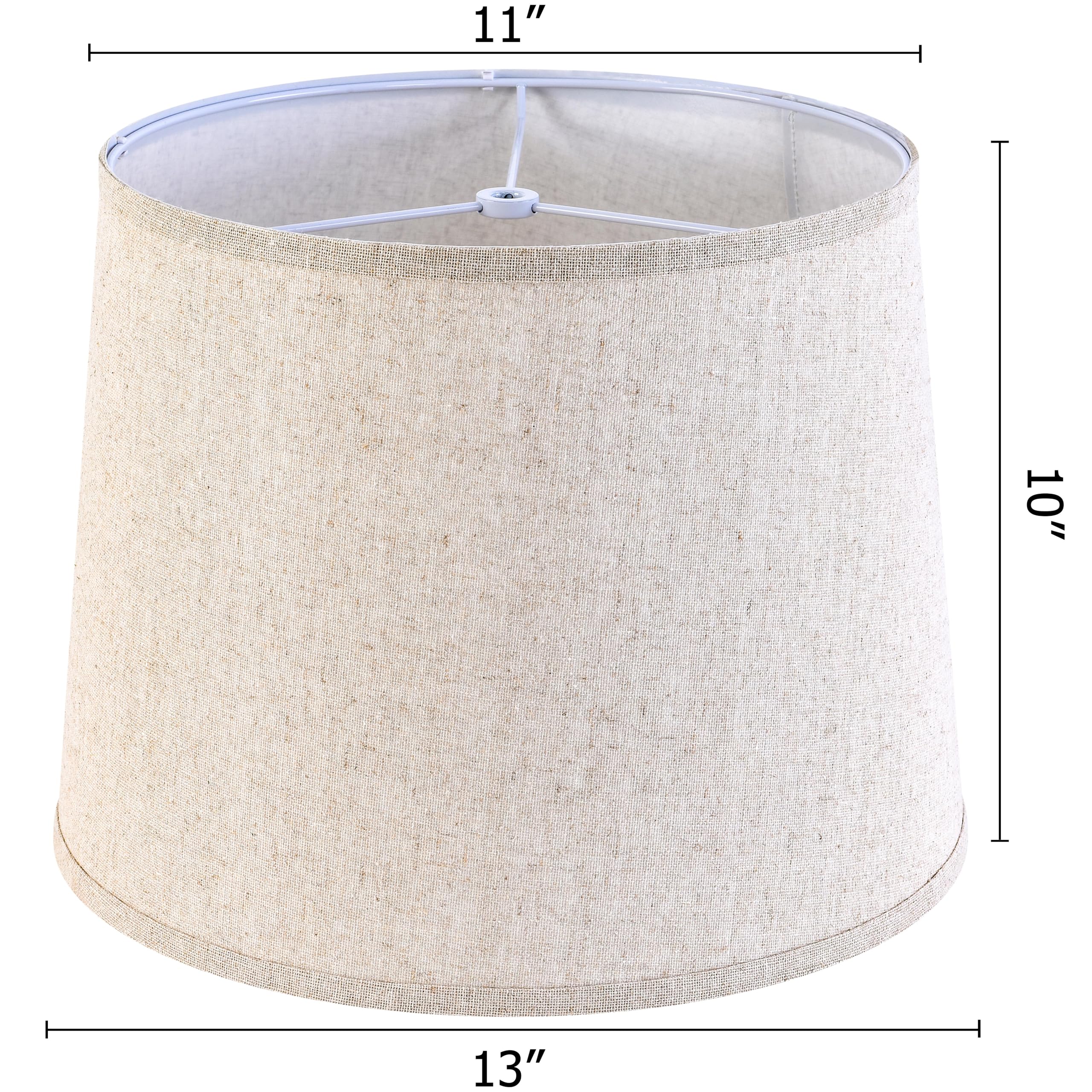 Go&So Drum Lamp Shades Set Of 2 Medium Beige Lampshade For Table Lamps-11" Top X 13" Bottom X 10" High(Spider),Oatmeal Linen Shade -Replacement Lamp Shade Modern, Diy Pendant Light,Easy Assembly