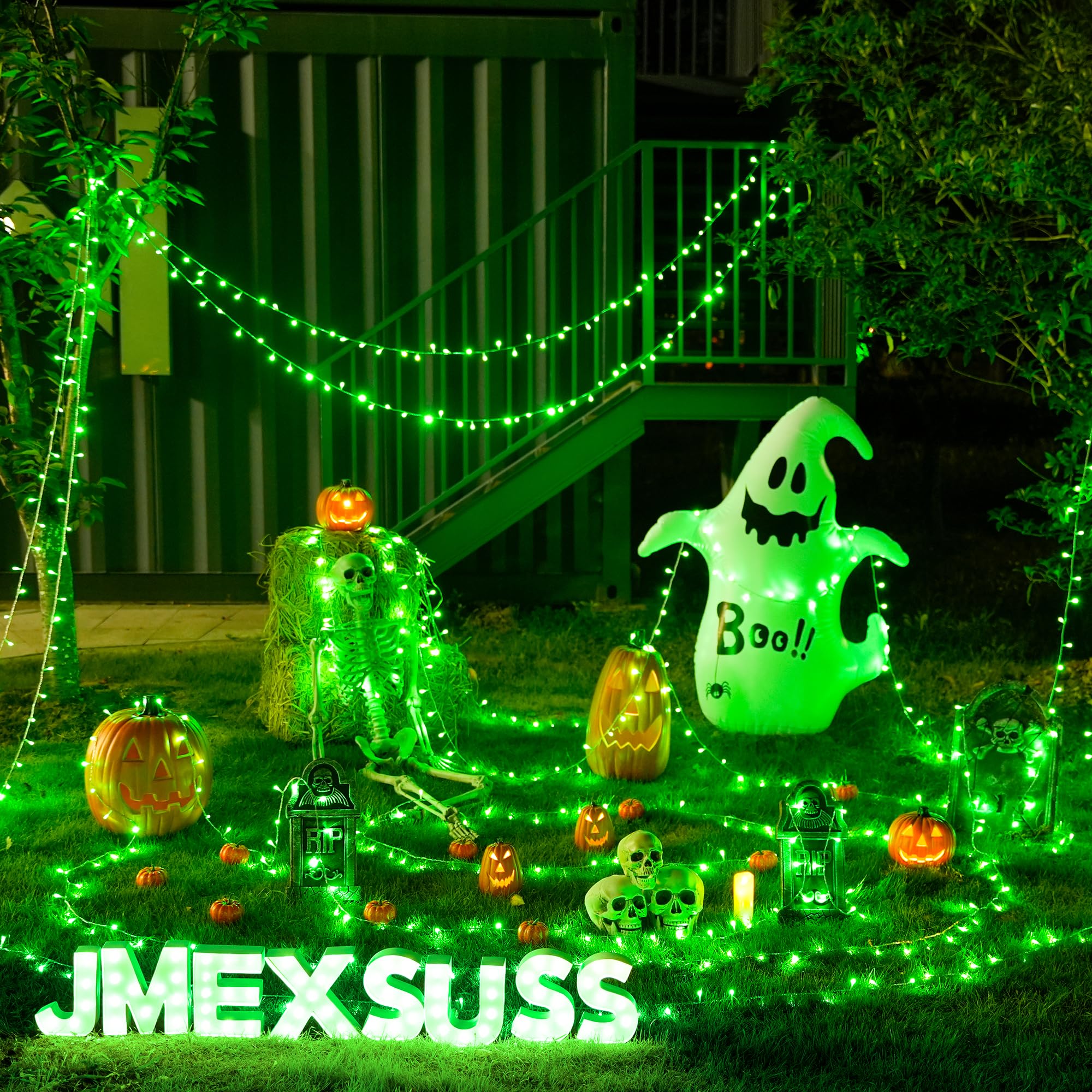 Jmexsuss Green Battery Operated Halloween Lights, 33Ft 100 Led Battery Operated Christmas String Lights, Twinkle Fairy Mini Lights With 8 Modes Remote Indoor Outdoor Waterproof For Halloween Dec.