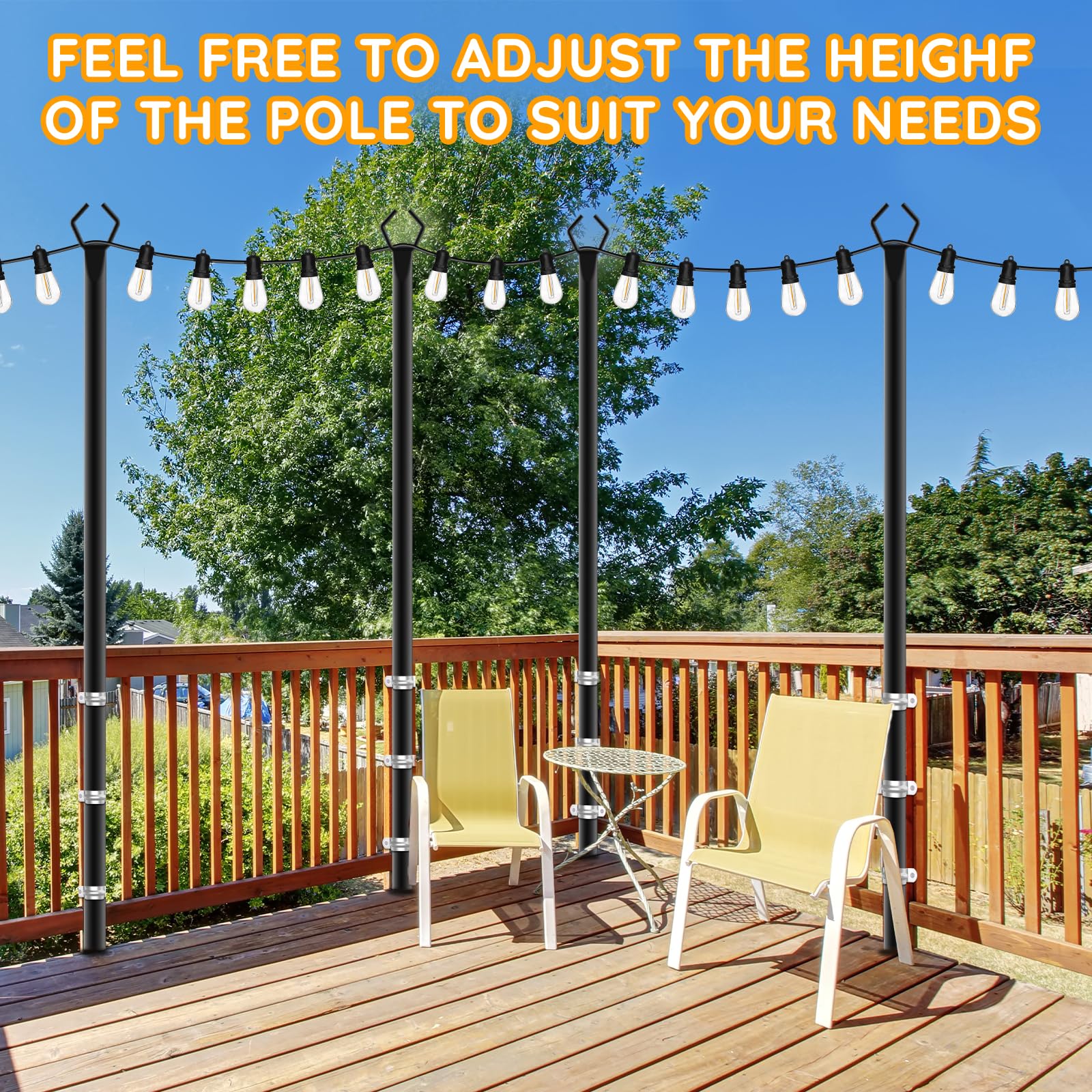 2 Pack String Light Poles,Poles For Outdoor String Lights10 Ft Metal Poles With Fork For Outdoor String Lights,Outdoor Light Pol