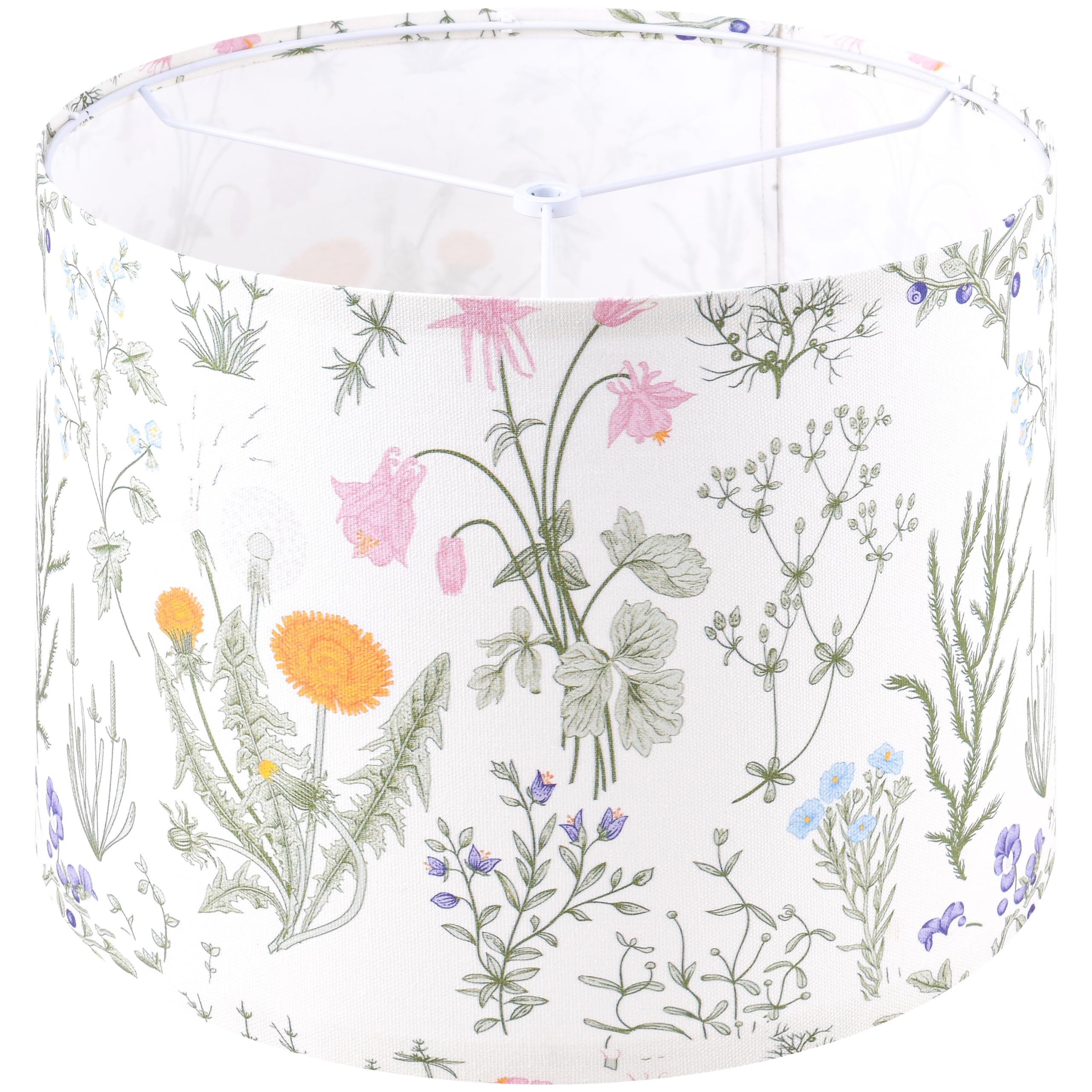 Drum Lampshades Floral Printed Lamp Shades - 13'' x 13'' x 10'' - Ideal for Table & Floor Lamps - Natural Linen- Hand Crafted - 