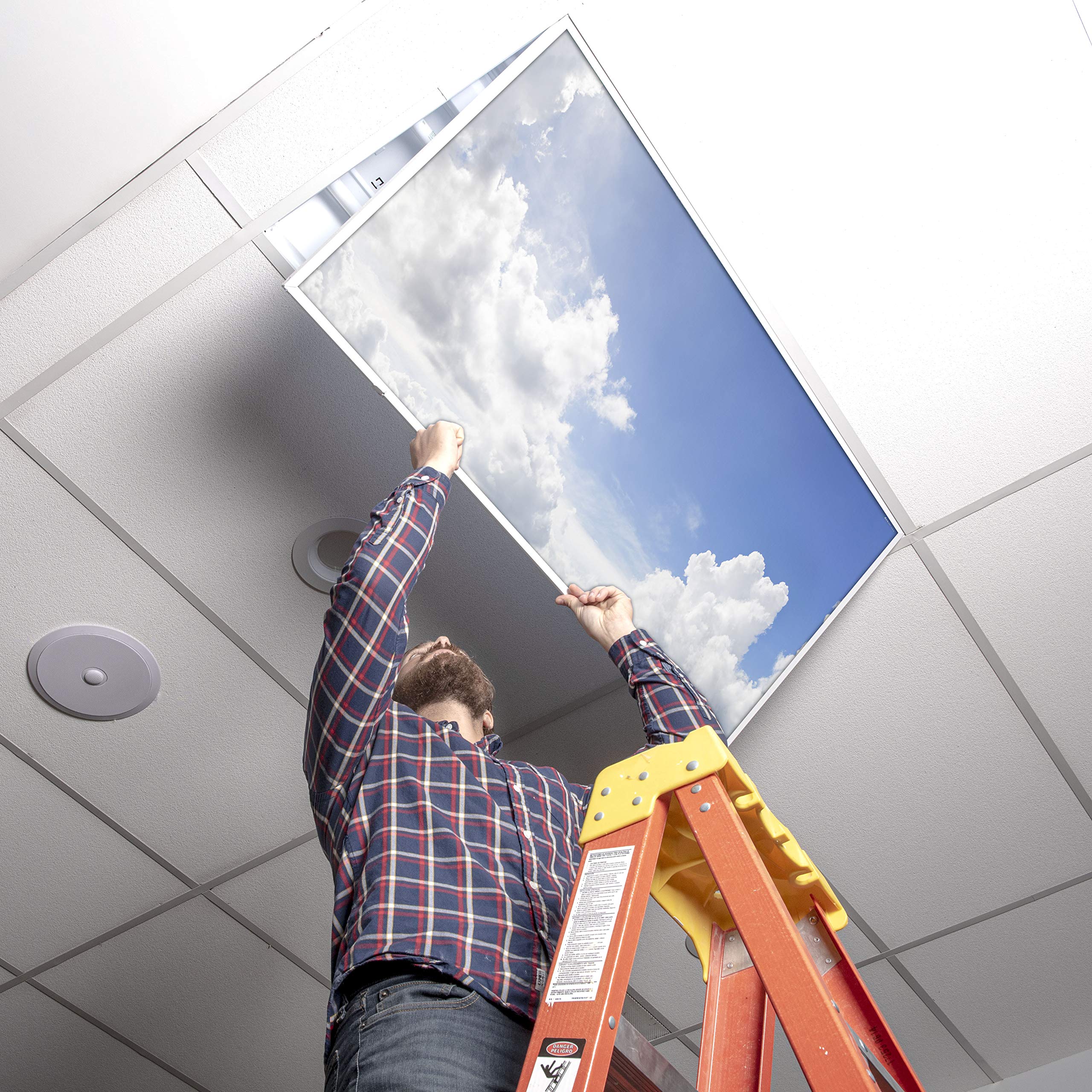 OCTO LIGHTS Fluorescent Light Covers for Ceiling Lights 2x4, Backlit Film, Heavenly Stratocumulus, Model CLD-016-2x4