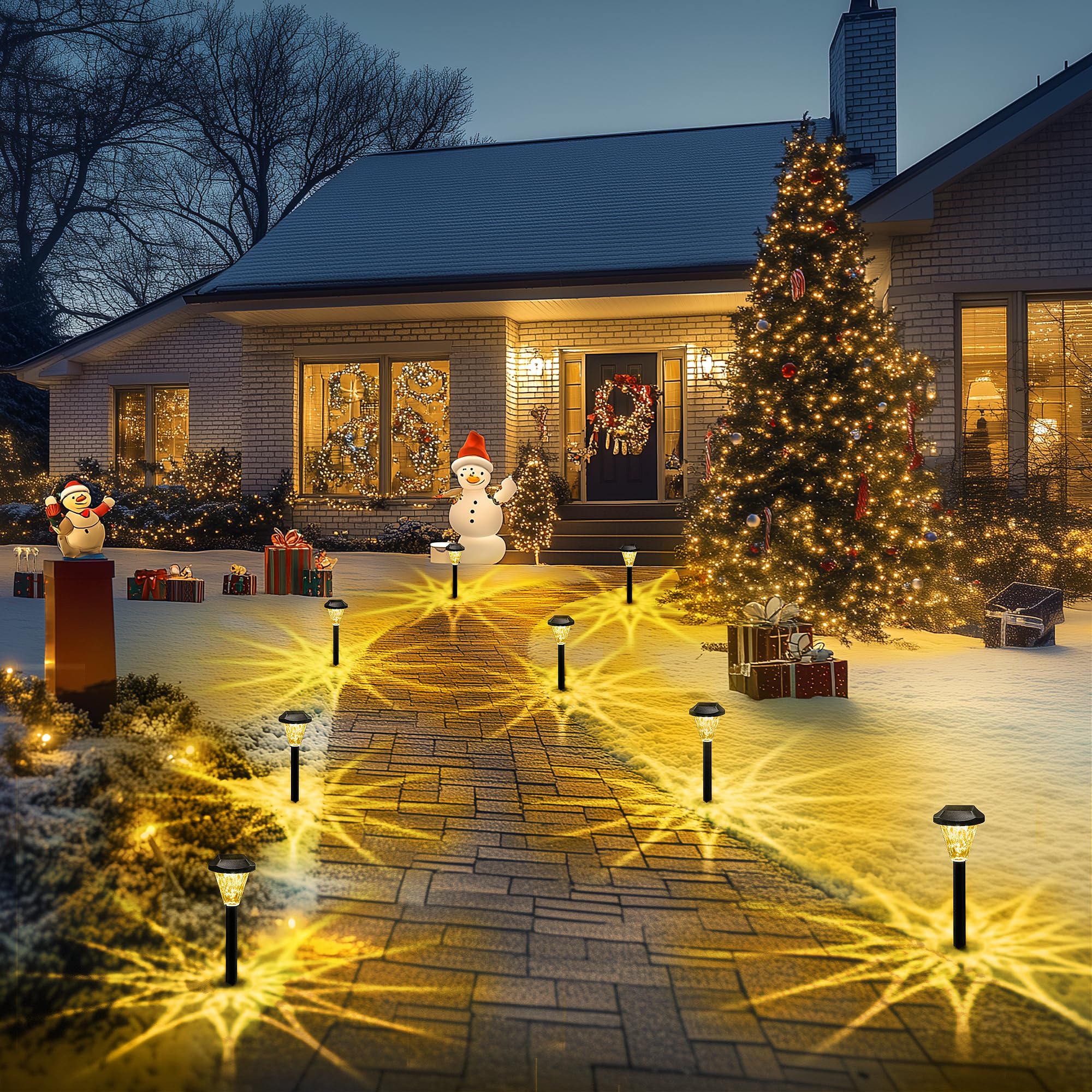 GIGALUMI Solar Lights Outdoor 10 Pack, Waterproof Warm White Garden Lights, Model 9426 for Patio, Lawn, Yard, Landscape