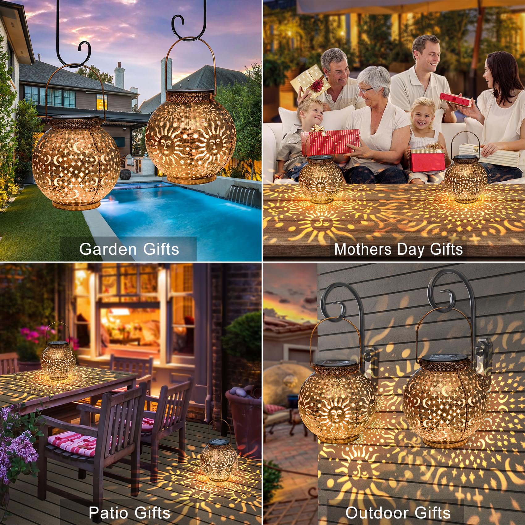 Go2garden 2Pack Solar Garden Lanterns, Decorative Metal, Waterproof, Small, Bronze, Model CW2009MS for Patio, Yard, Table, Pathway