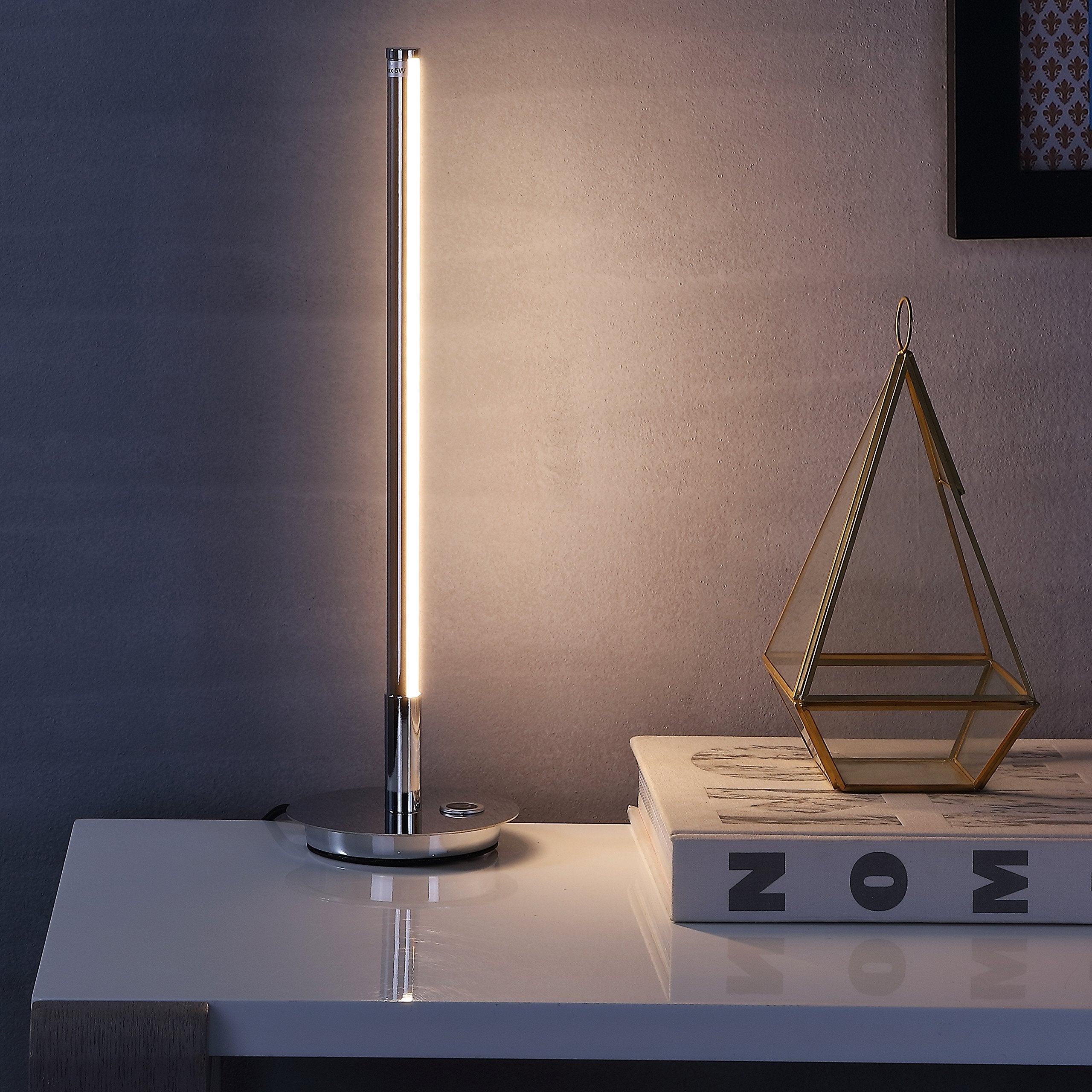 JONATHAN Y Keira LED Table Lamp, 16.5" Modern Chrome Metal Design, Model JYL7002A for Bedroom, Living Room, Office