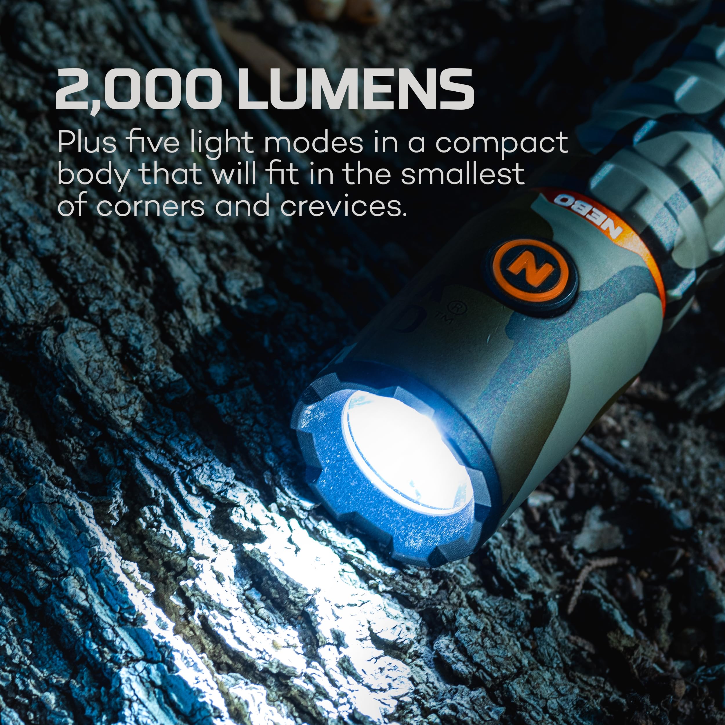NEBO Torchy 2K Rechargeable Flashlight - 2000 Lumens, 5 Modes, Magnetic Base, Water Resistant - Mossy Oak, One Size