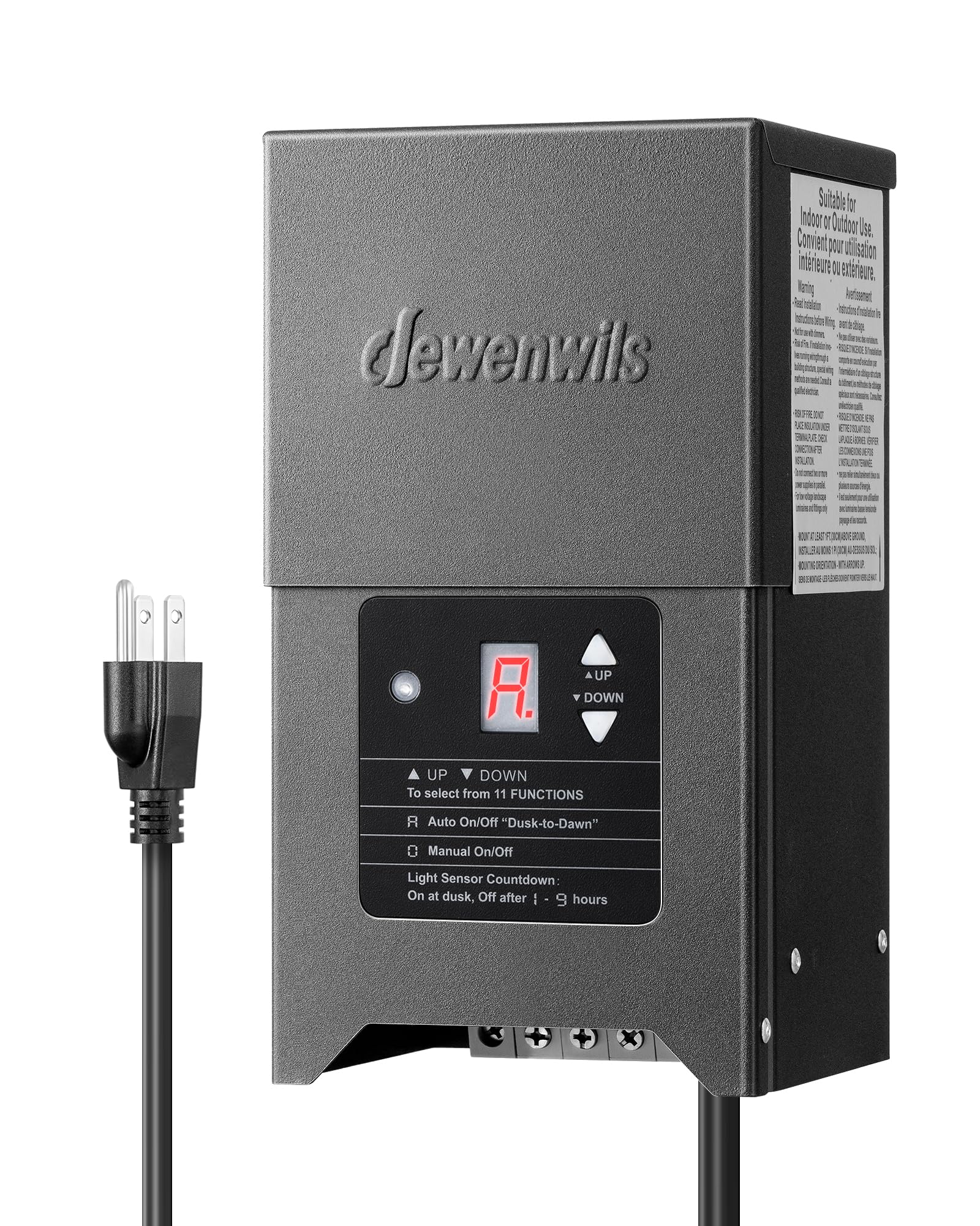 Dewenwils 300W Low Voltage Landscape Lighting Transformer, 120V To 12/15V Ac, Weatherproof Low Voltage Landscape Transformer With Photocell & Timer, Multi Zone Landscape Lighting Transformer
