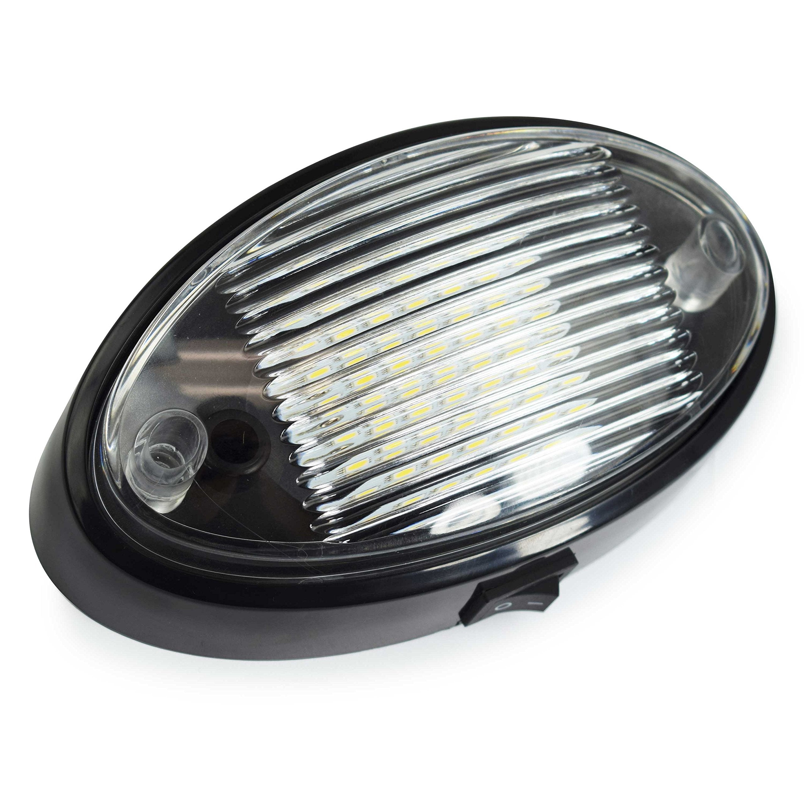 Leisure LED 12V RV Exterior Porch Light, 300 Lumen, Black with On/Off Switch, Clear & Amber Lens, 1-Pack Replacement Fixture