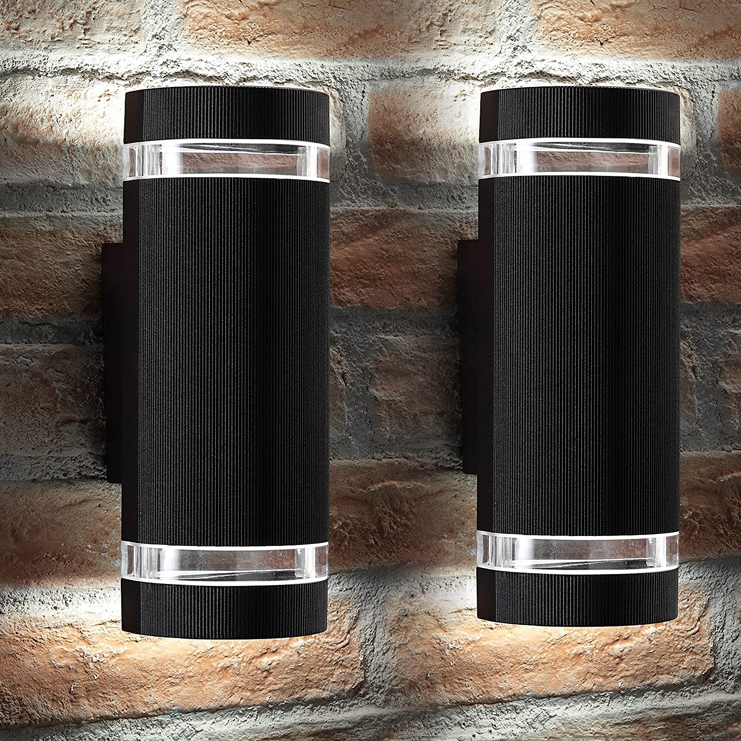 Bling Dusk To Dawn Outdoor Wall Sconce - Etl Listed 5000K Up Down Light Fixture, 2 Pack