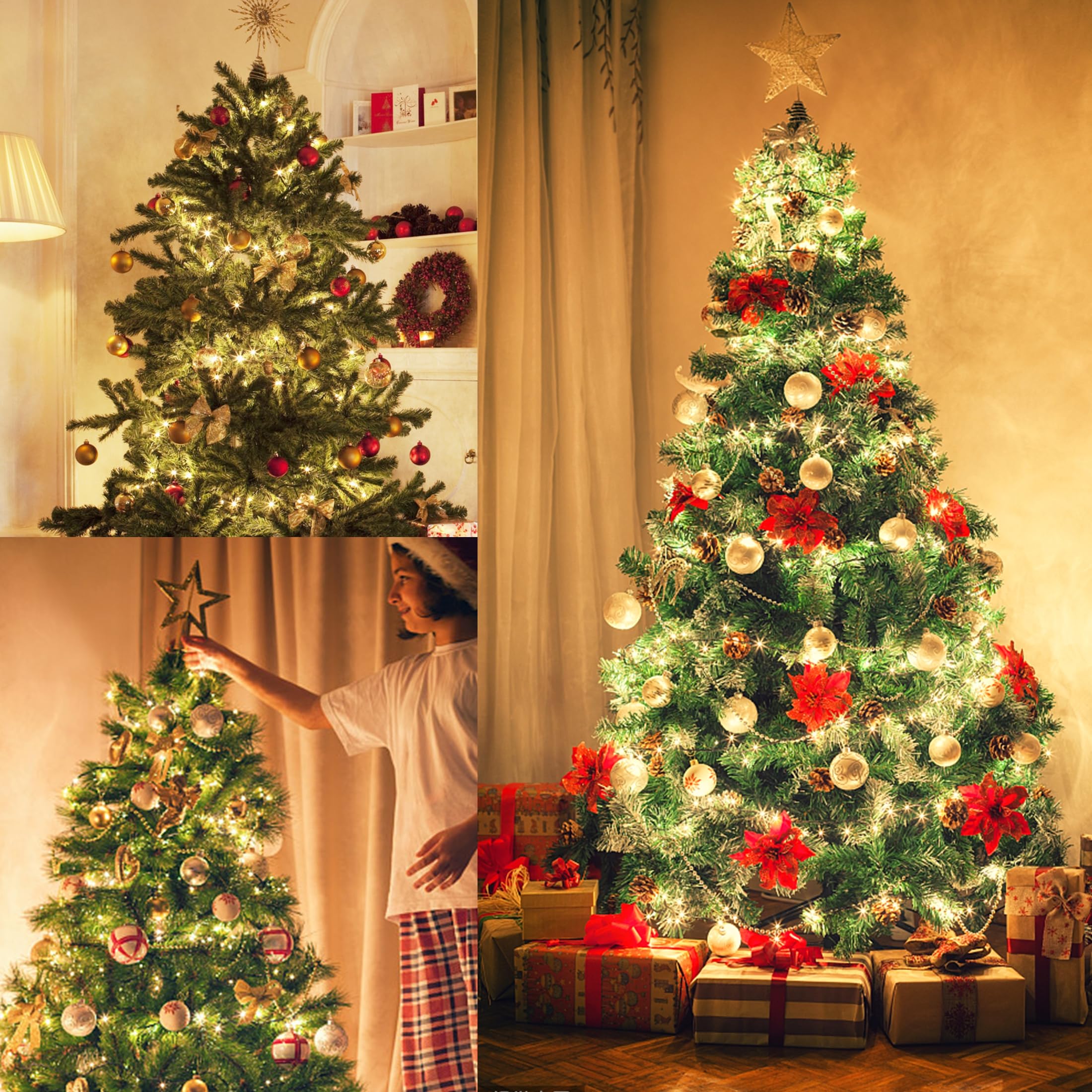 Blissun 50-Count Battery Operated Christmas Lights, Warm White, 16 Ft Fairy String Light Set (2 Pack) With 8 Modes For Tree & Wreath Decor