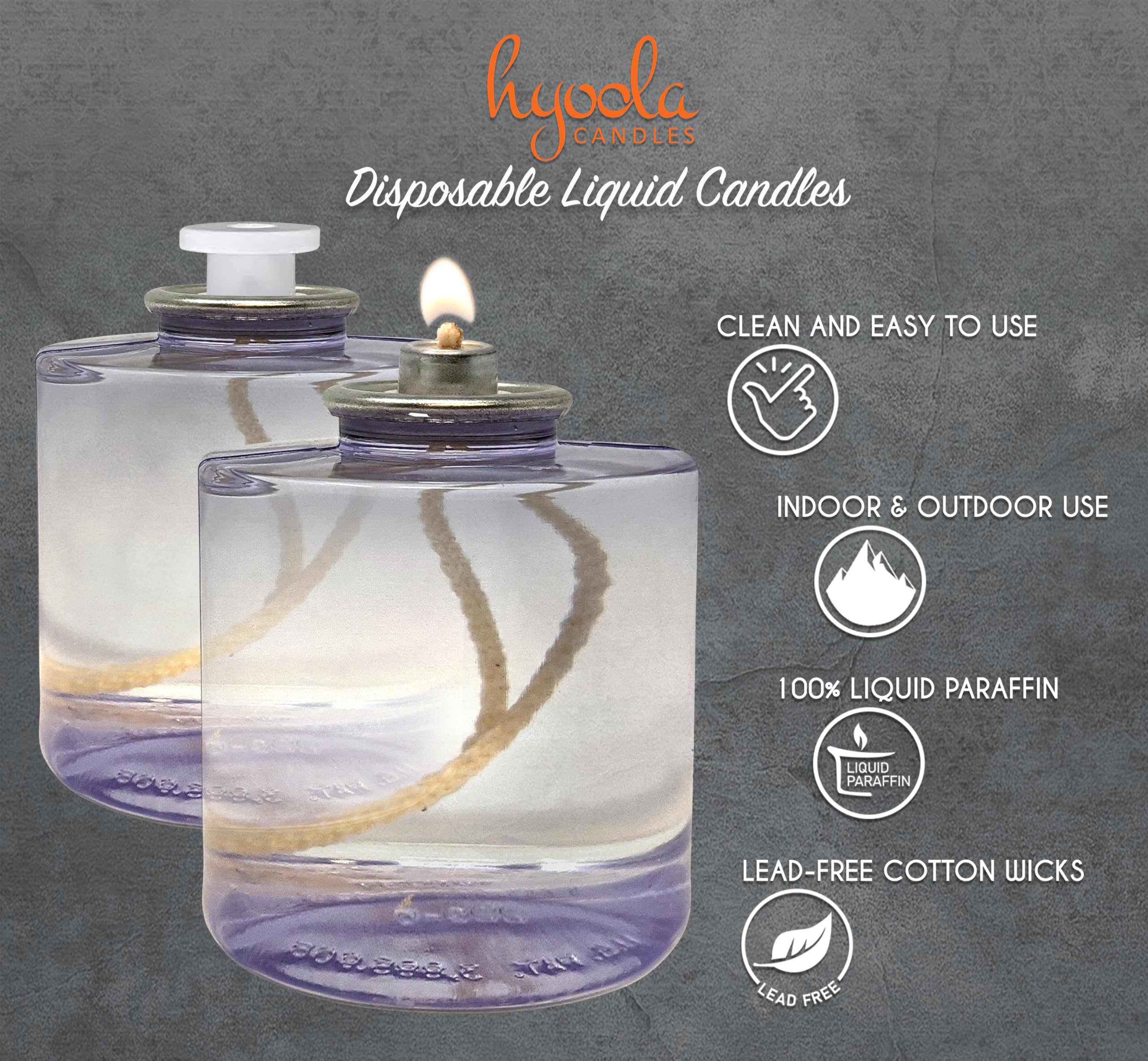 Hyoola Liquid Candles 50 Hour Burn Time, Clear, 48 Pack, Model H80030, Liquid Paraffin