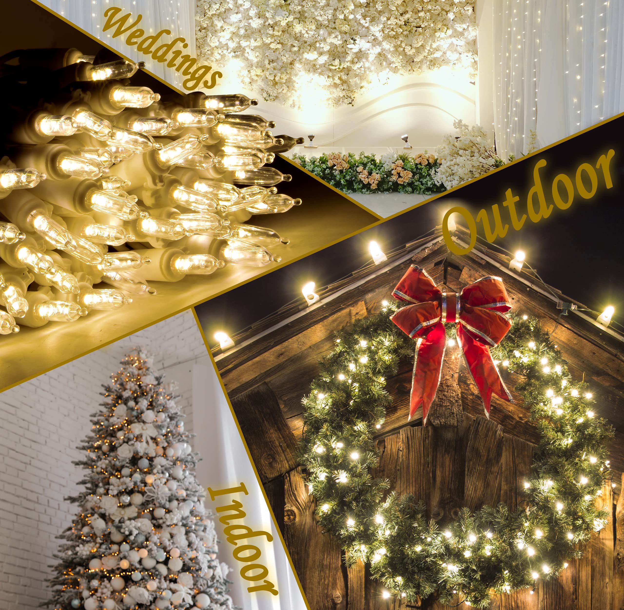 Holiday Essence 100 Led Warm White Christmas String Lights Set, 26.9 Ft White Wire Indoor Outdoor Use Décor For Easter Wedding Bedroom Home Christmas Tree Traditional Decoration, Ul Certified