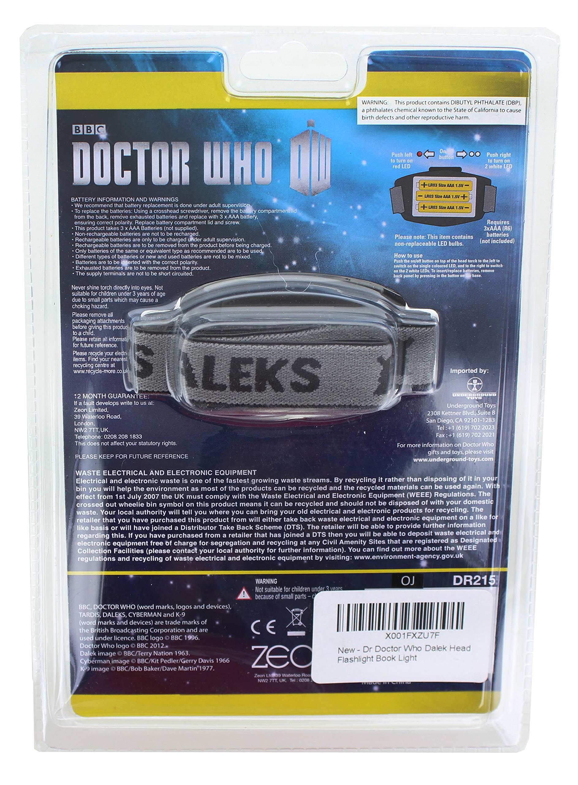 Seven20 Doctor Who Dalek Head Flashlight Book Light - Multicolor, Plastic, Model 5013348001627