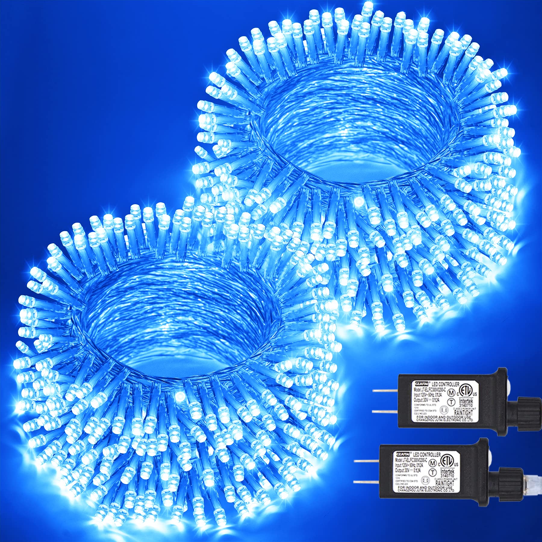 Jmexsuss 100 Led Blue Christmas Lights, 33Ft Waterproof String Lights, 8 Modes For Indoor/Outdoor Decorations, Model Exs-S-0100