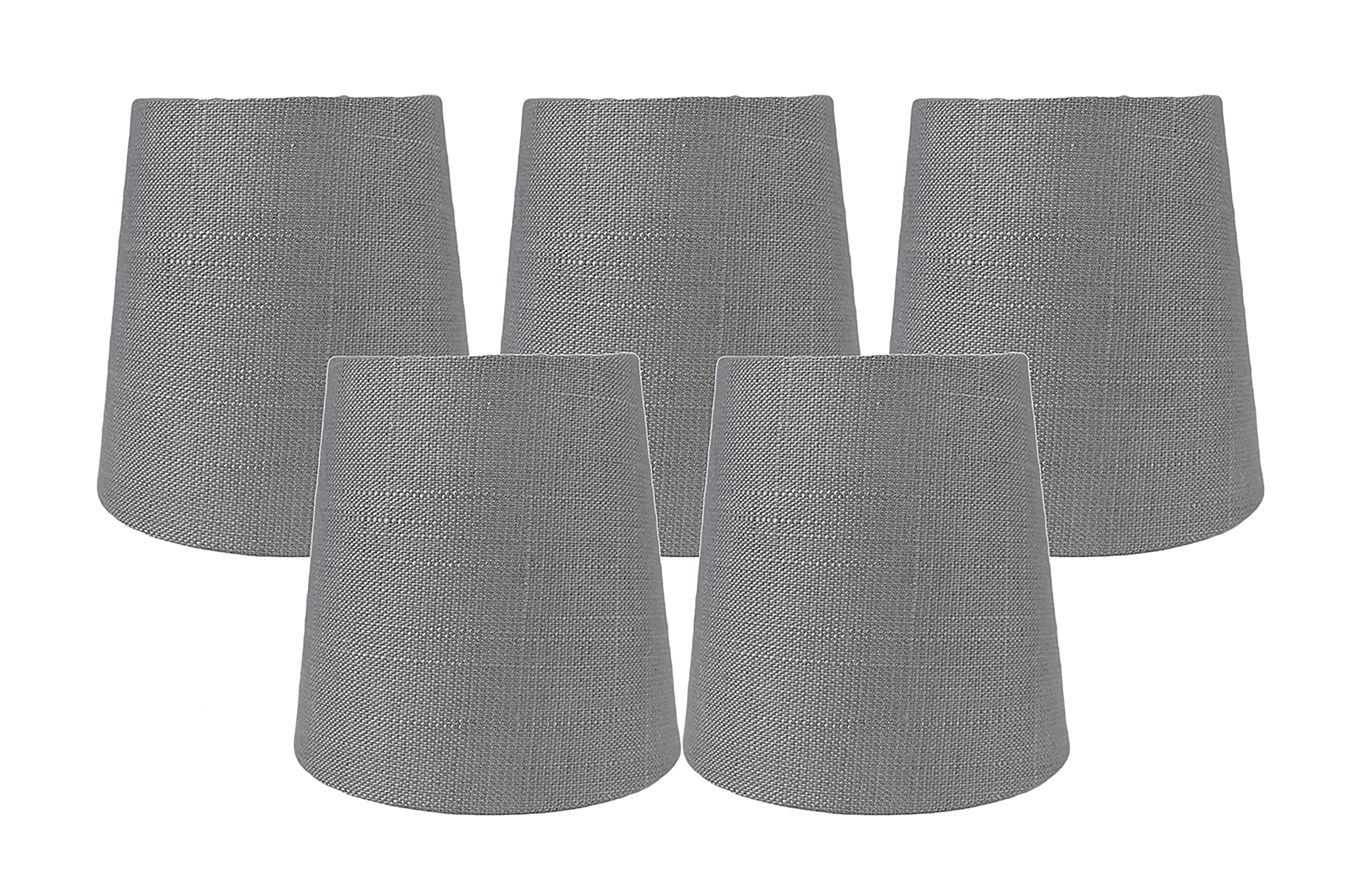 Meriville Set of 5 Graphite Linen Clip On Chandelier Lamp Shades, 3.5-inch by 4.5-inch by 4.5-inch