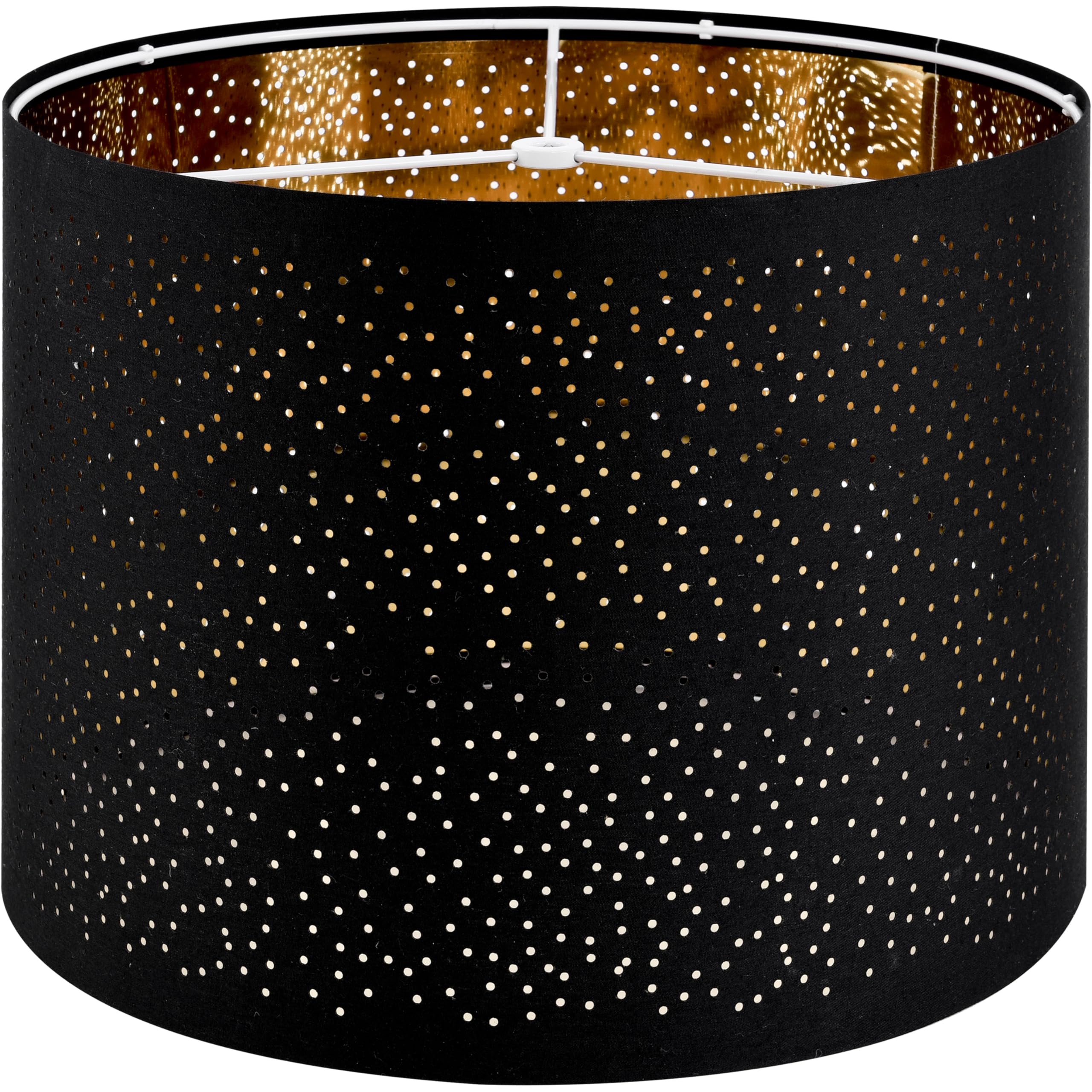 GO&SO Black Drum Lampshade - Laser Drilling Design, 13"x13"x10", Fabric, Model GS5-16-BL-1, Medium Size for Table/Floor/Walls