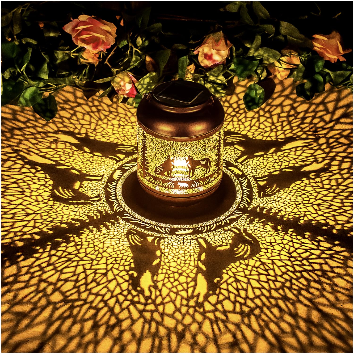 2 Pack Wolf Solar Lanterns Outdoor Waterproof Hanging Solar Lights Wolf Gifts For Women Men Mom Metal Decorative Led Outdoor Lan