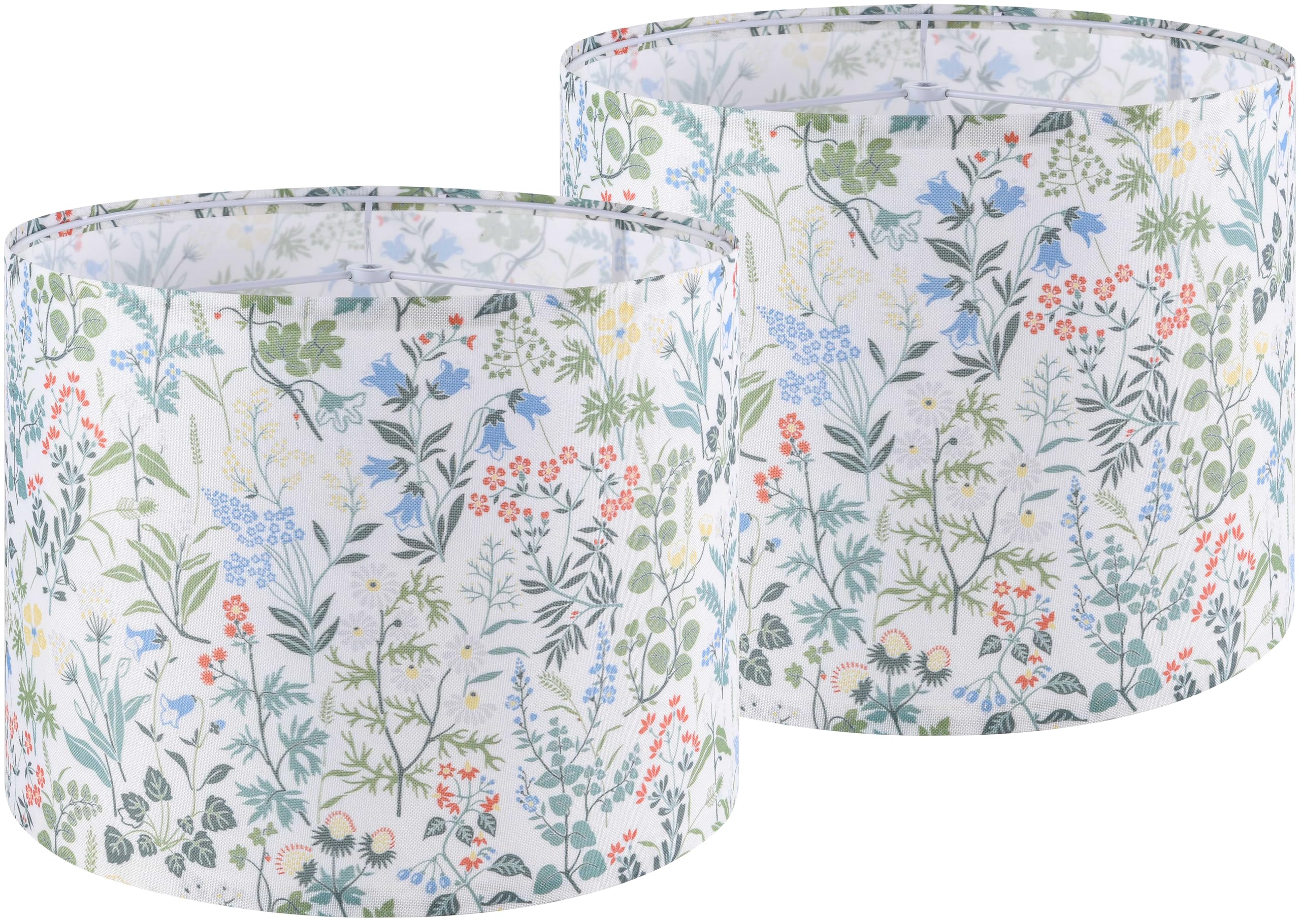 GO&SO Floral Drum Lamp Shades - 2pcs, 13inx13inx10in, Natural Linen, Multicolour-4, Model G5-17-4, Modern Design for Table Lamps